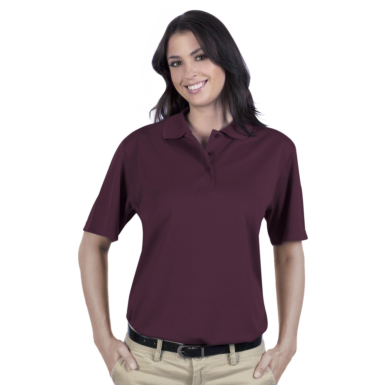 Front View of 010 - Maroon OTTO Ladies' Performance Sport Shirt
