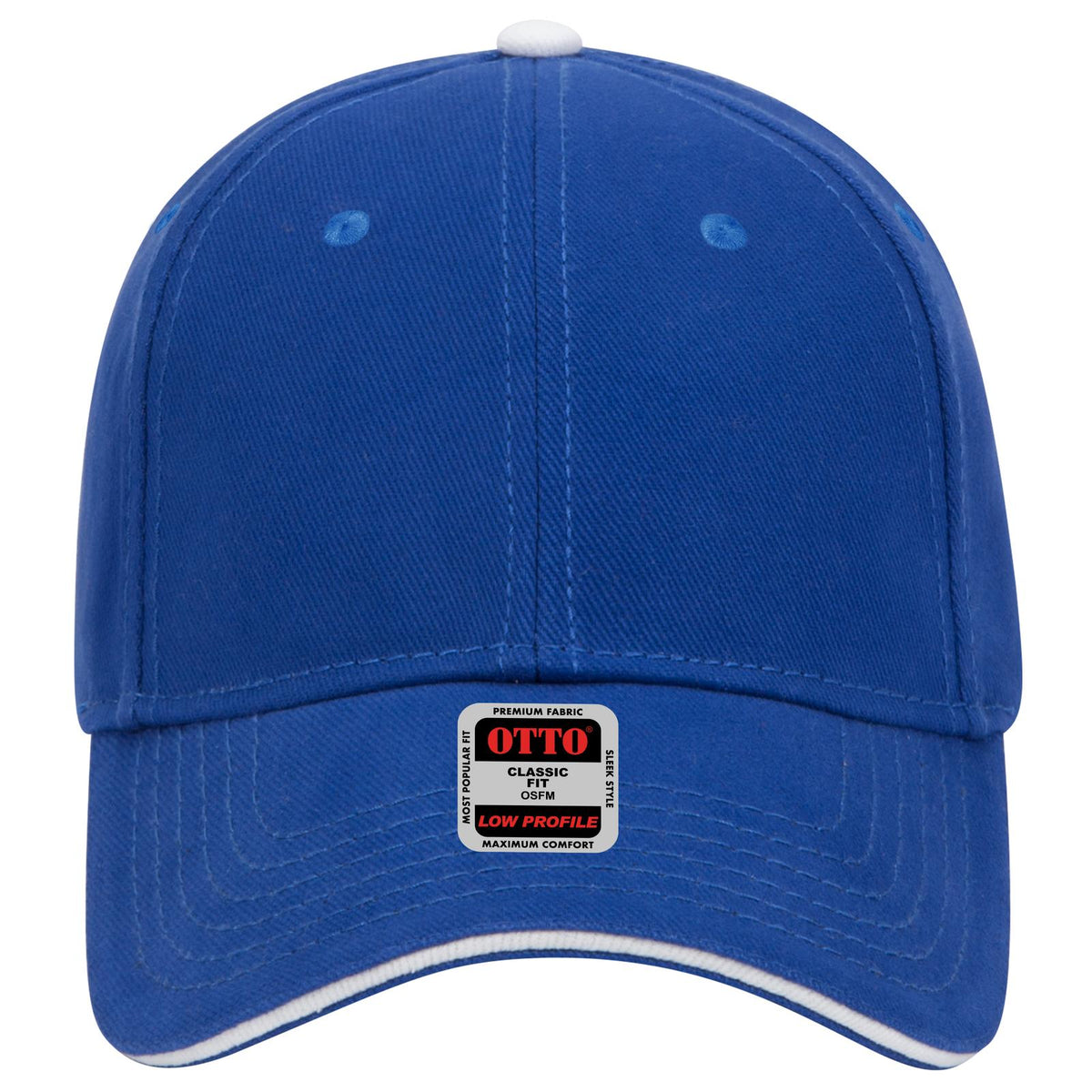 Front View of 010116 - Ryl/Ryl/Wht OTTO CAP 6 Panel Low Profile Baseball Cap