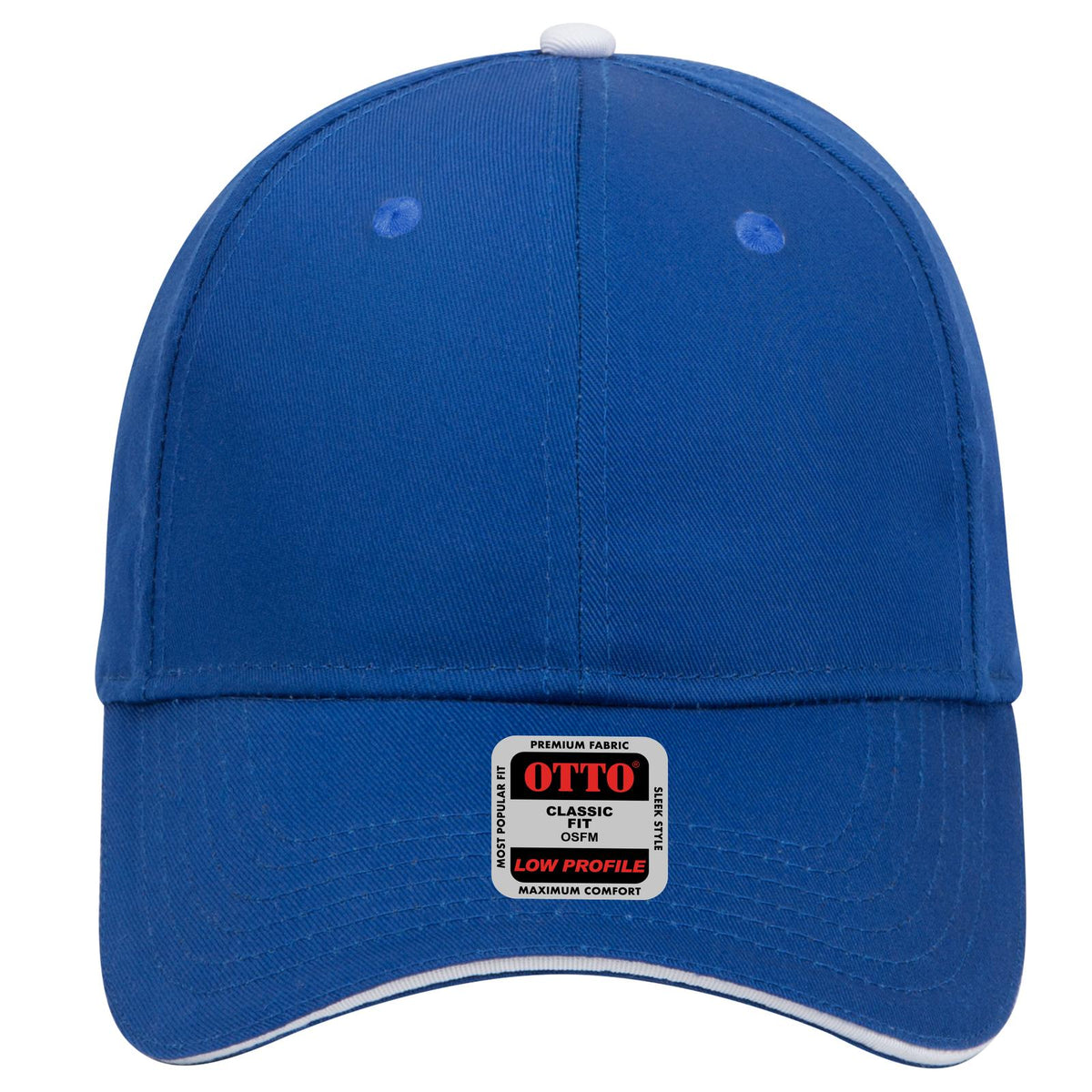 Front View of 010116 - Ryl/Ryl/Wht OTTO CAP 6 Panel Low Profile Baseball Cap