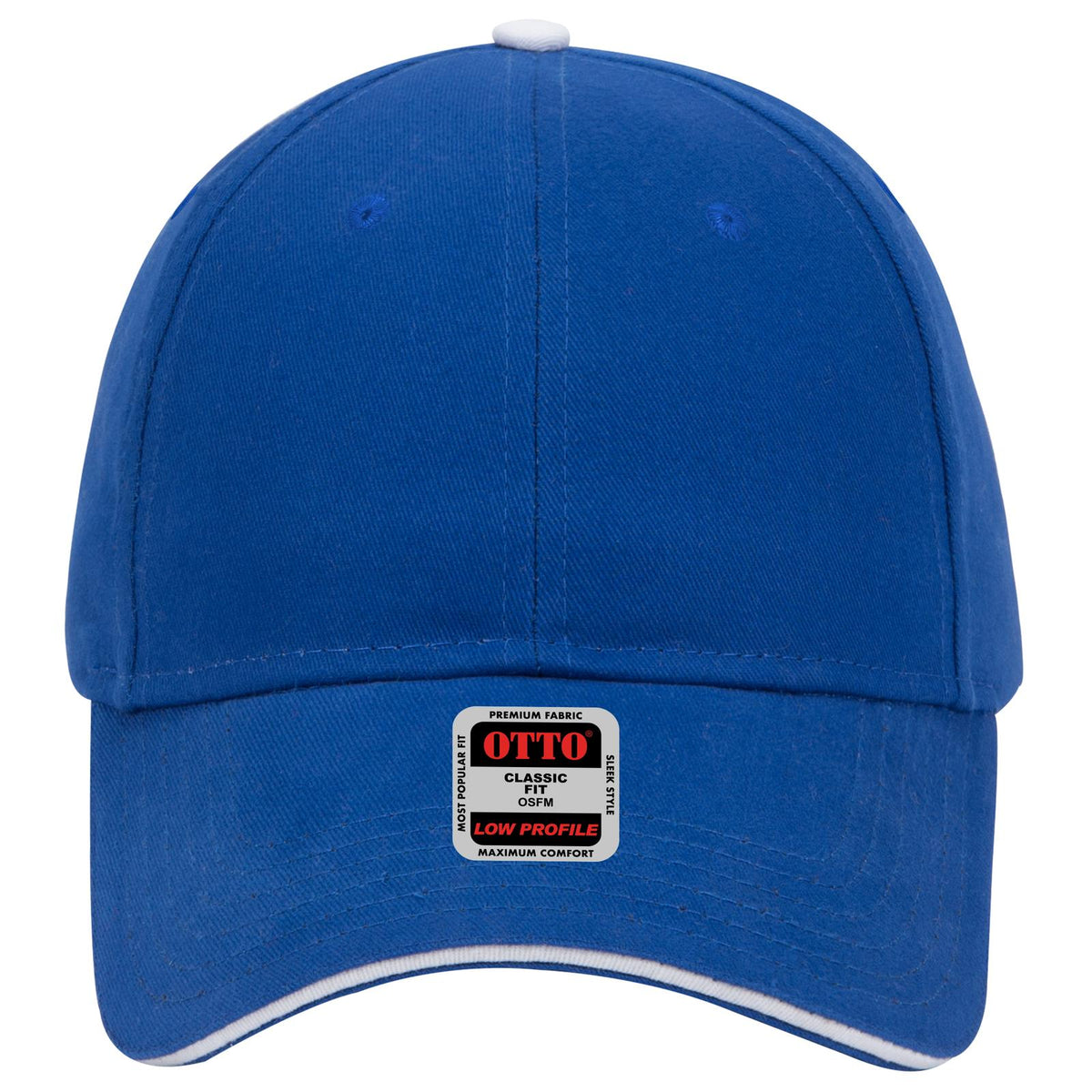 Front View of 010116 - Ryl/Ryl/Wht OTTO CAP 6 Panel Low Profile Baseball Cap