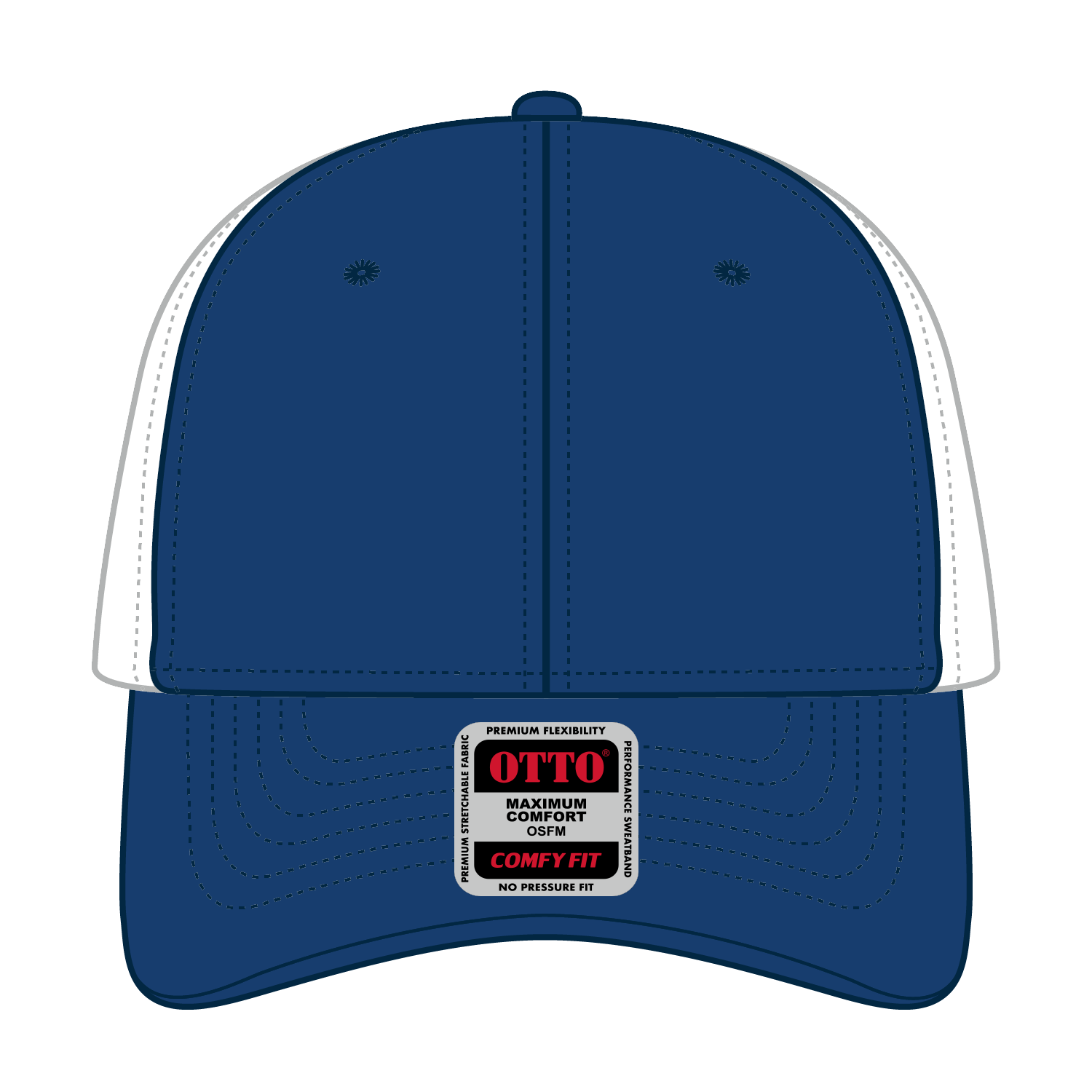 Front View of 010116 - Ryl/Ryl/Wht OTTO CAP "OTTO COMFY FIT" 6 Panel Low Profile Mesh Back Trucker Hat