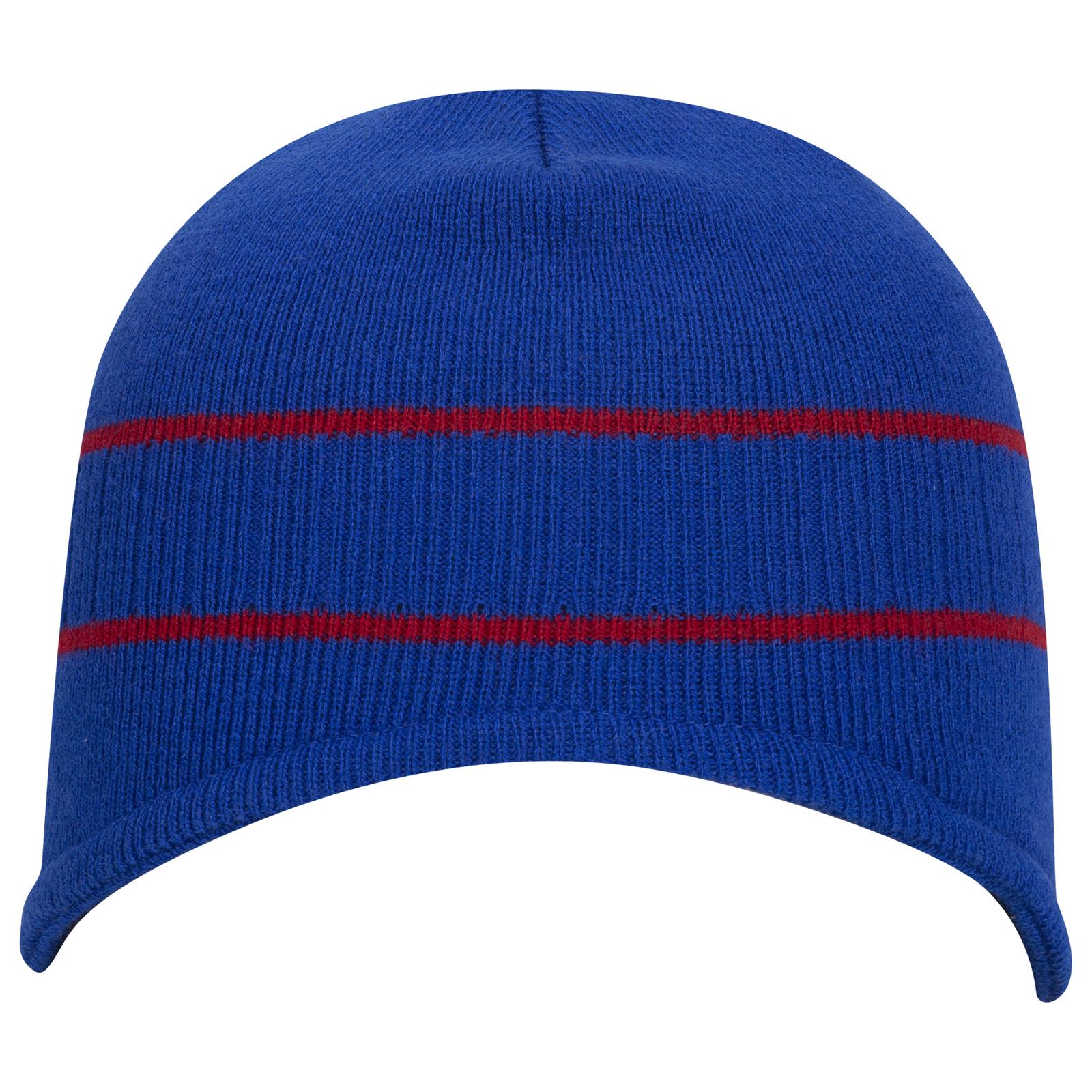 Front View of 0102 - Royal/Red OTTO CAP Beanie with Stripes