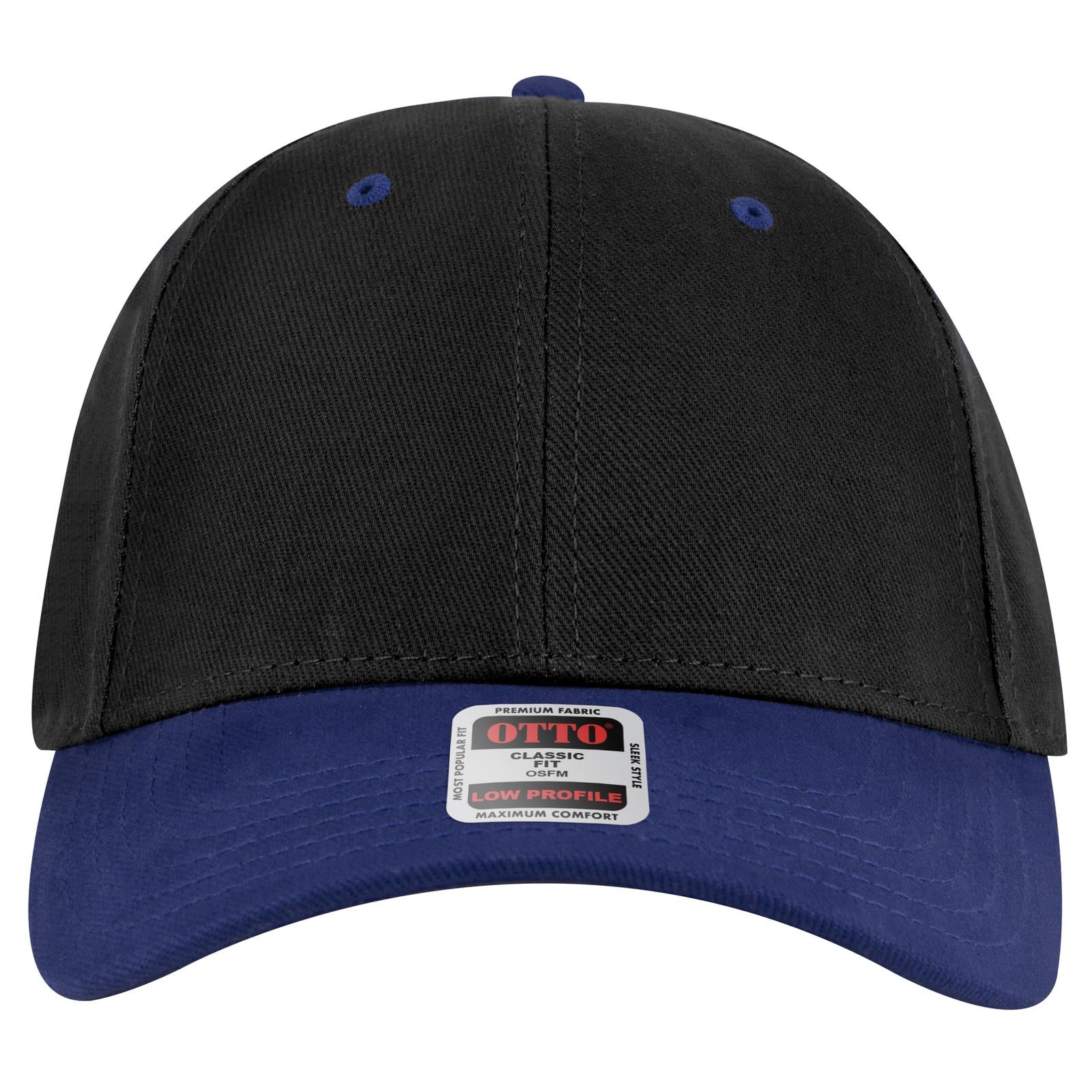 Right View of 0103 - Royal/Black OTTO CAP 6 Panel Low Profile Baseball Cap
