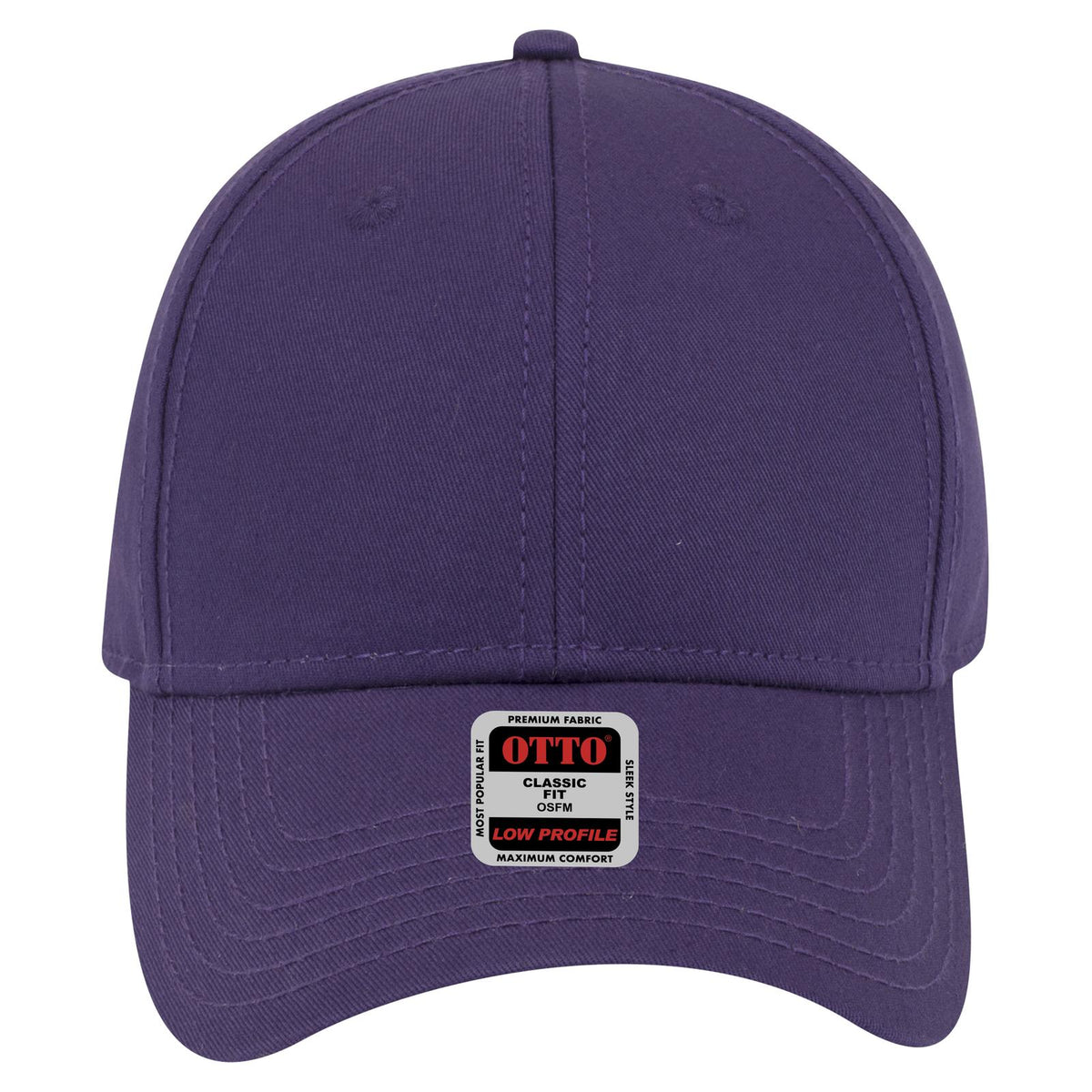 Front View of 011 - Purple OTTO CAP 6 Panel Low Profile Baseball Cap