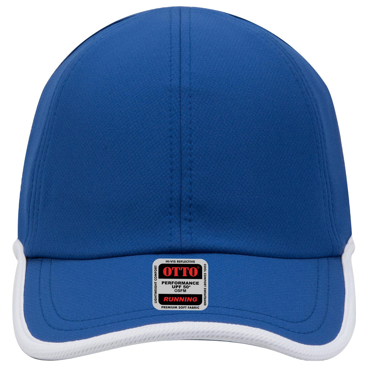 Front View of 0116 - Ryl/Wht OTTO CAP UPF 50+ 6 Panel Running Hat