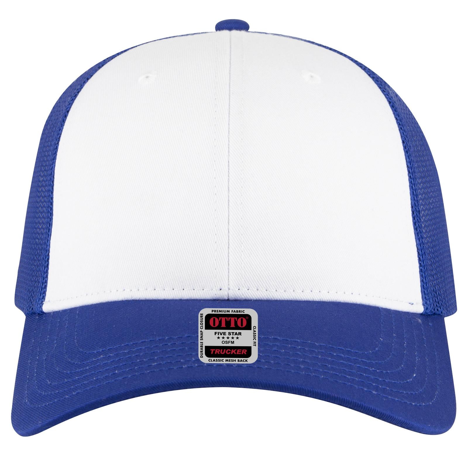 Right View of 011601 - Ryl/Wht/Ryl OTTO CAP 6 Panel Low Profile Mesh Back Trucker Hat