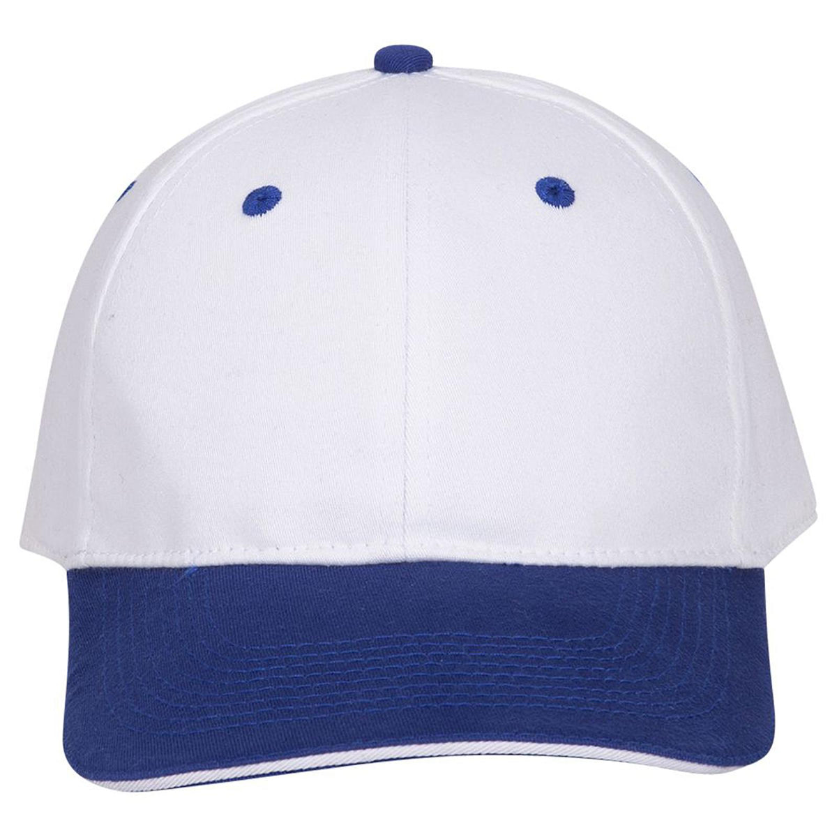 Front View of 011616 - Ryl/Wht/Wht OTTO CAP "OTTO FLEX" Fitted 6 Panel Low Profile Baseball Cap