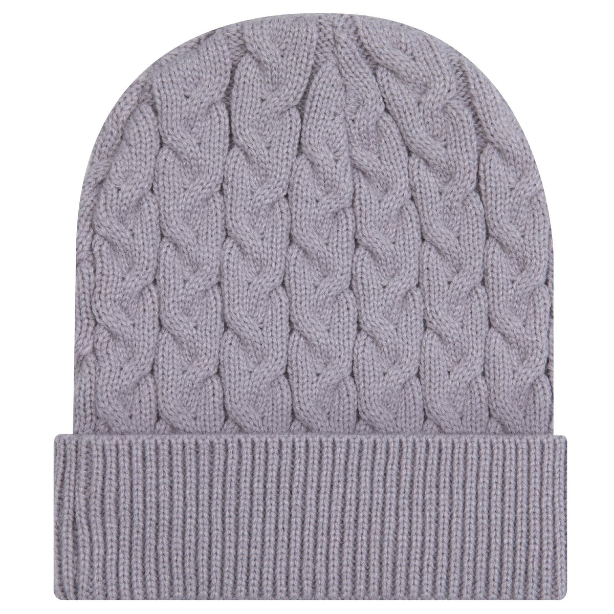 Front View of 014 - Gray OTTO CAP 12" Cable Knit Beanie w/ Rib Knit Cuff
