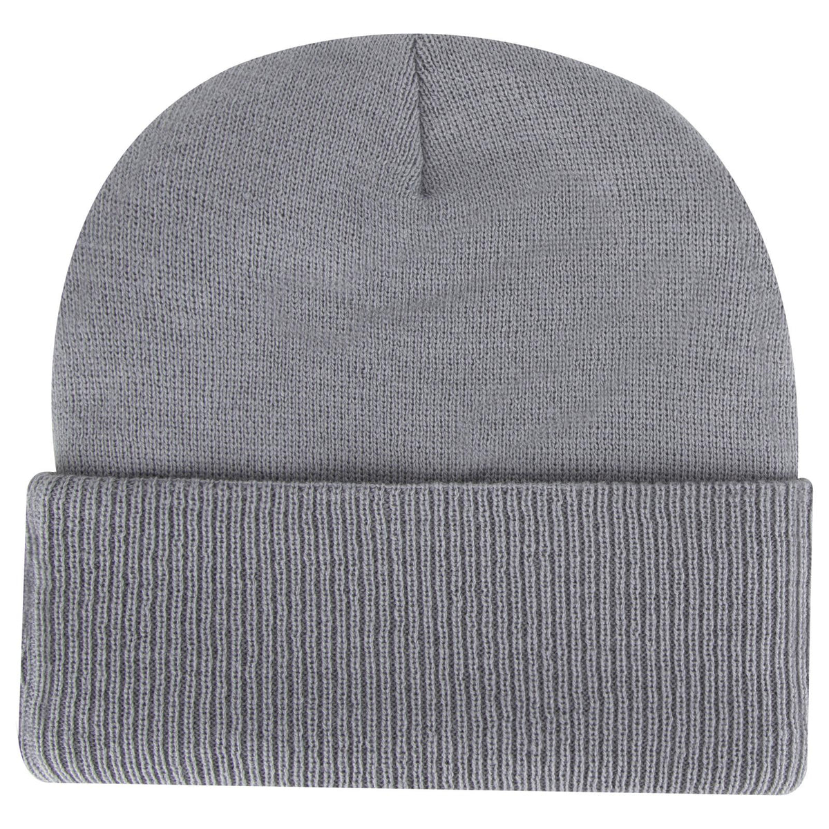 Front View of 014 - Gray OTTO CAP 12" Classic Knit Beanie w/ Inside Fleece Lining & Rib Knit Cuff
