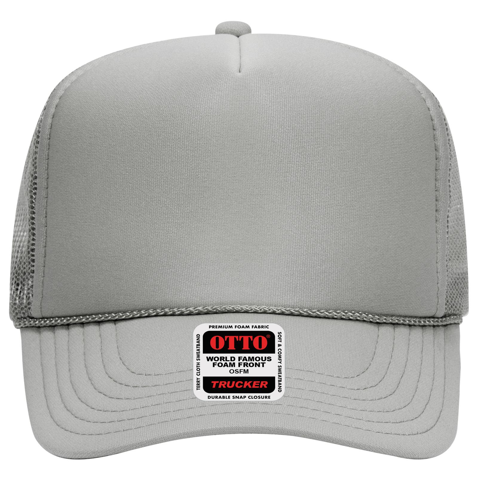 Right View of 014 - Gray OTTO CAP 5 Panel High Crown Mesh Back Trucker Hat