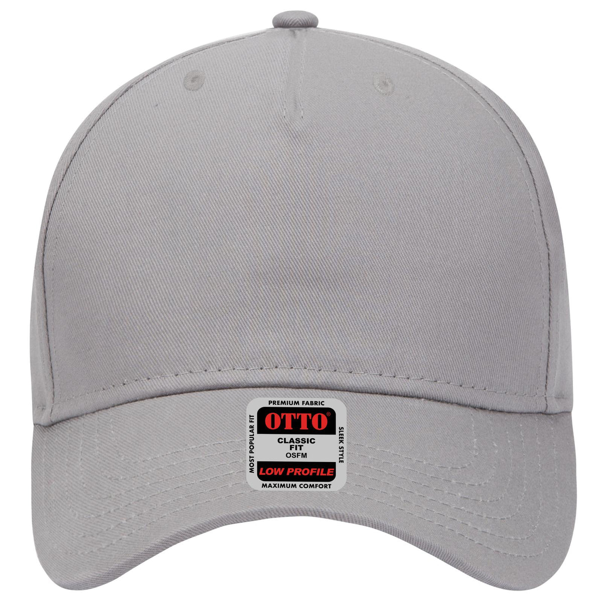 Front View of 014 - Gray OTTO CAP 5 Panel Low Profile Baseball Cap