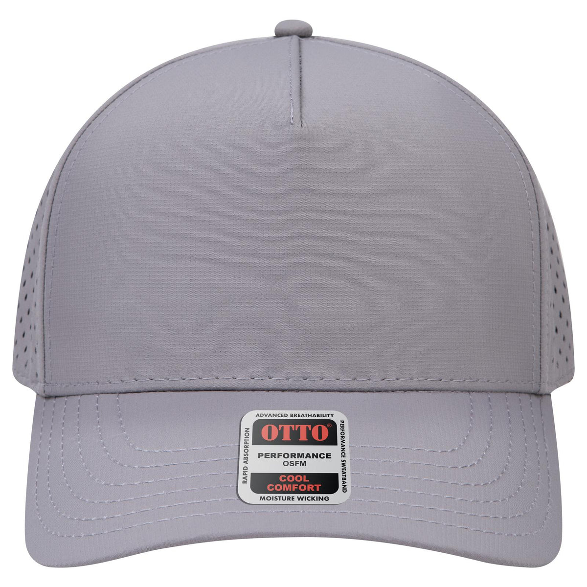 Front View of 014 - Gray OTTO CAP 5 Panel Mid Profile Baseball Cap