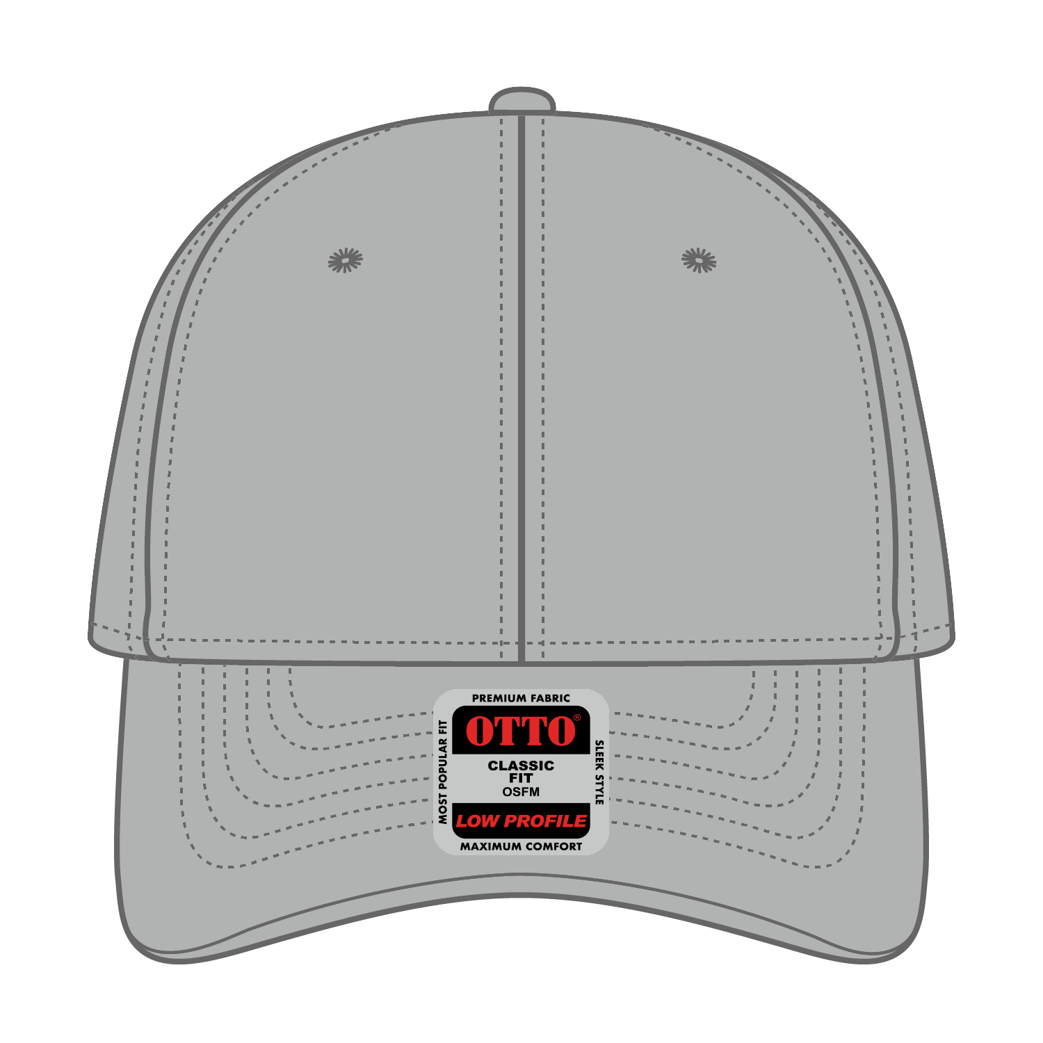 Front View of 014 - Gray OTTO CAP 6 Panel Low Profile Baseball Cap