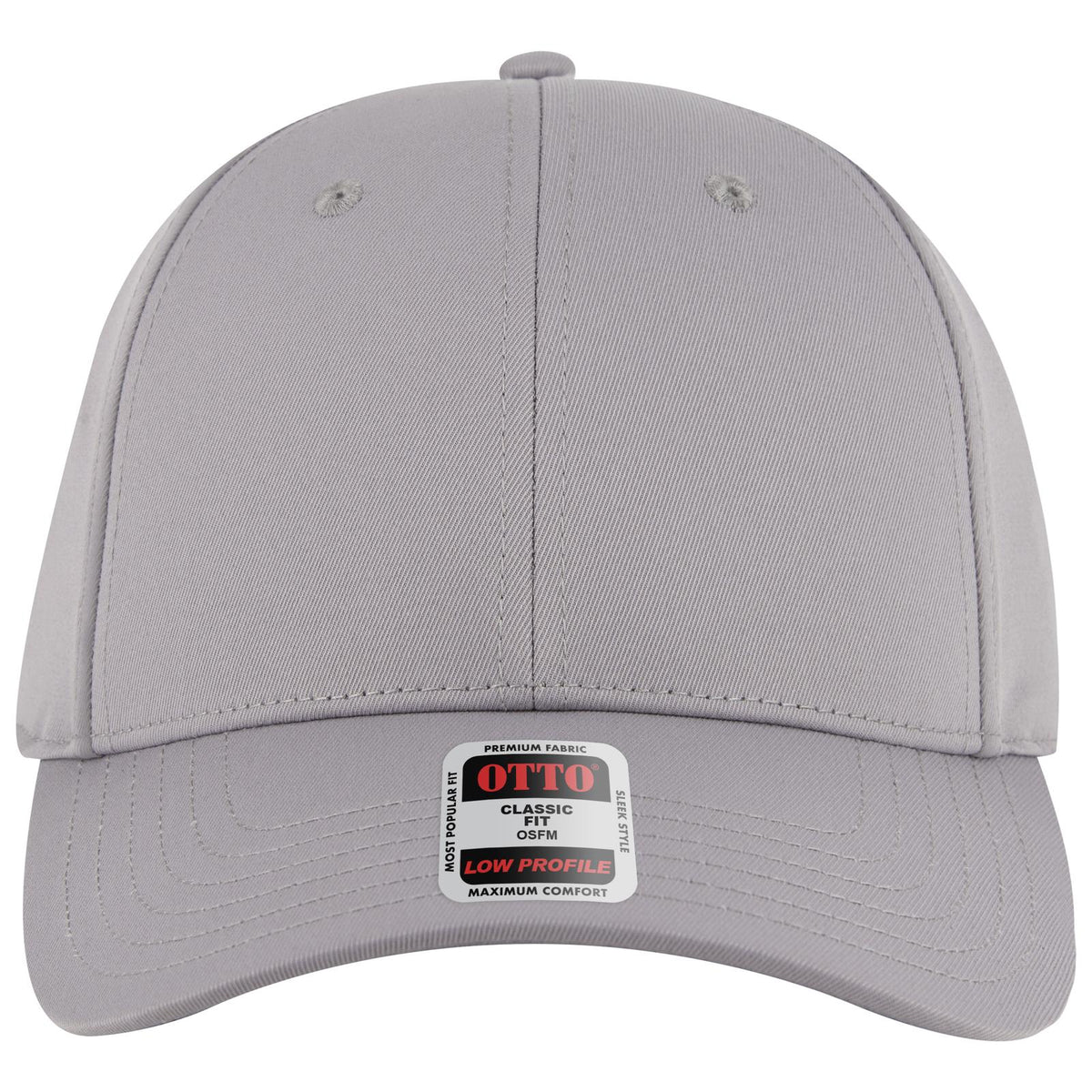 Front View of 014 - Gray OTTO CAP 6 Panel Low Profile Baseball Cap