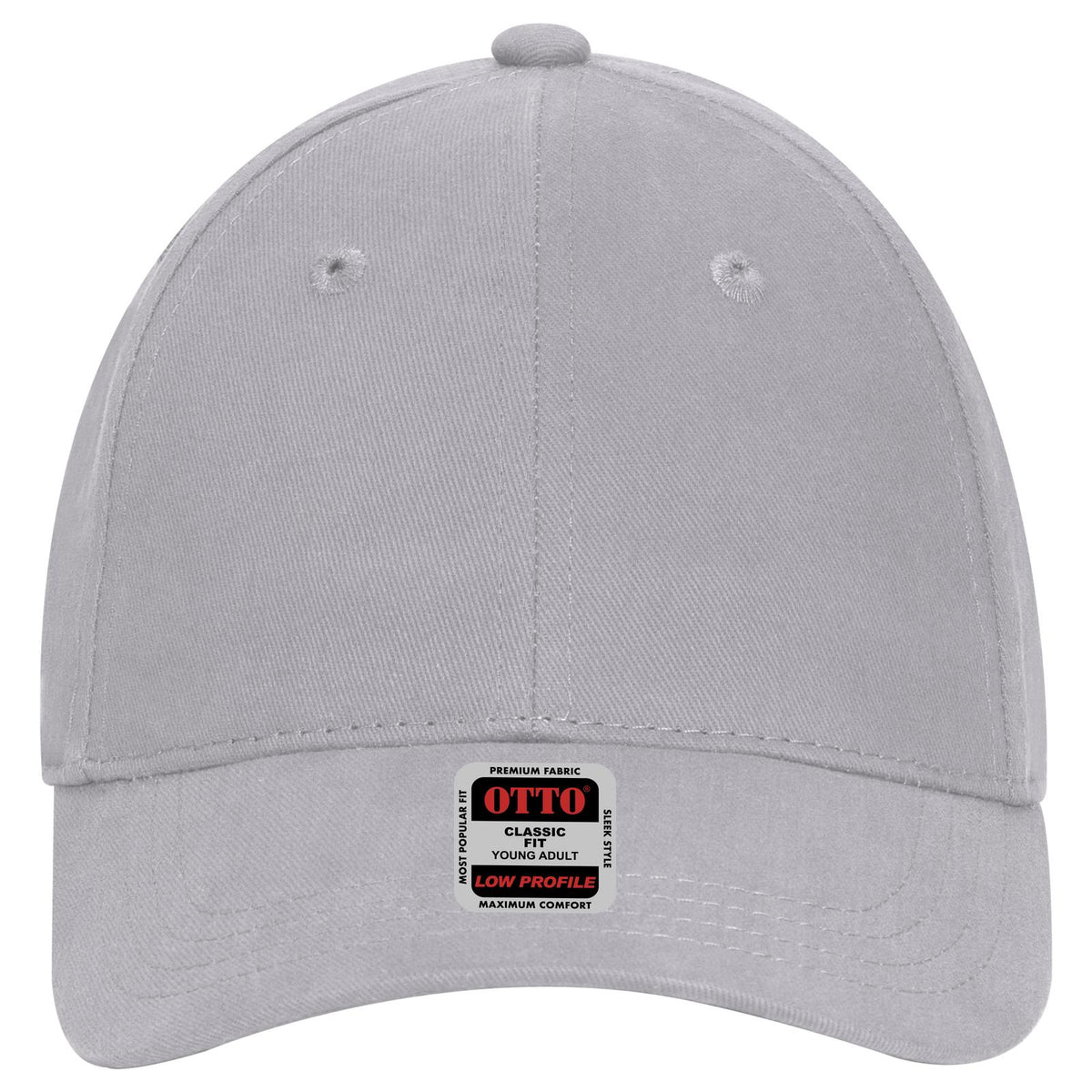 Front View of 014 - Gray OTTO CAP 6 Panel Low Profile Baseball Cap
