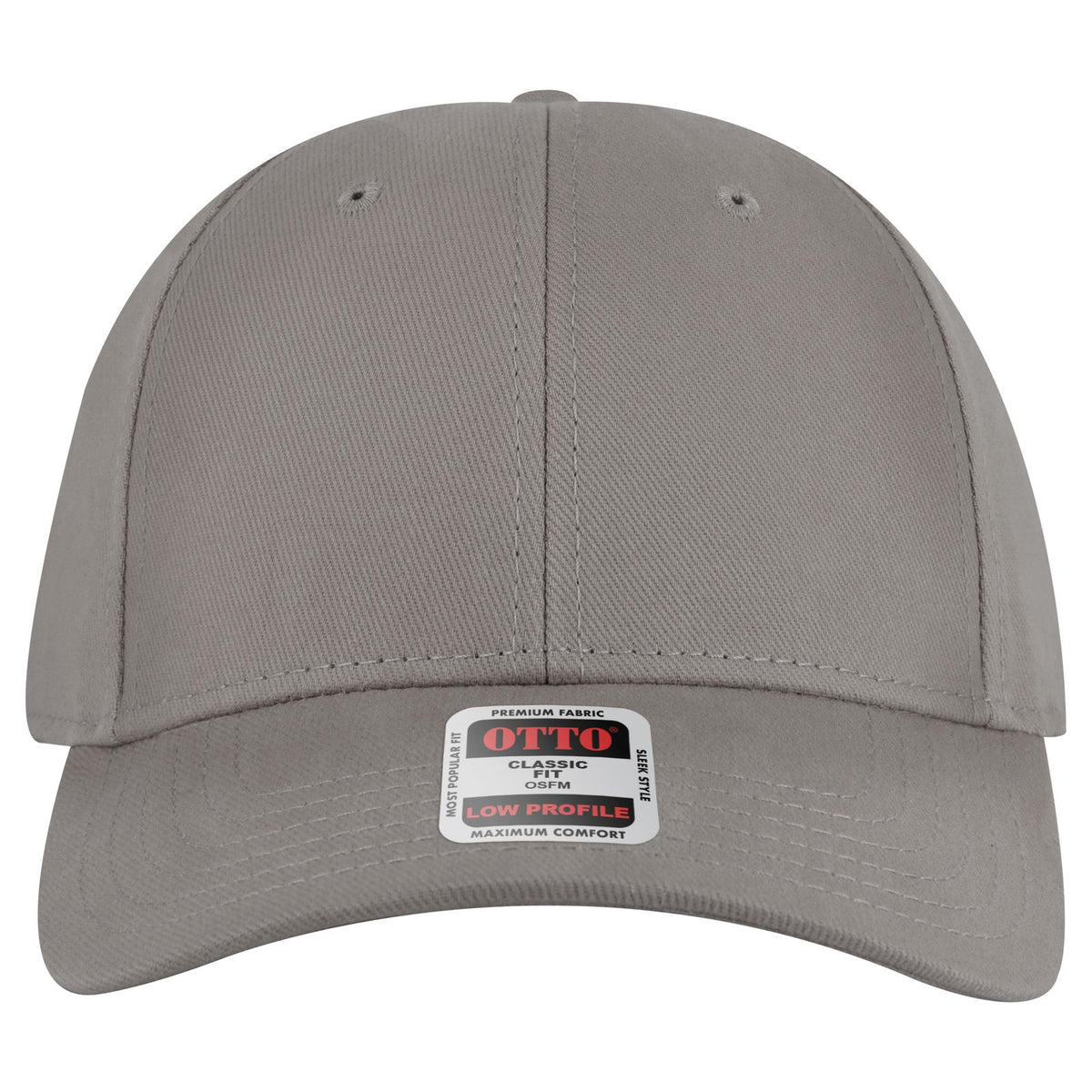 Front View of 014 - Gray OTTO CAP 6 Panel Low Profile Baseball Cap