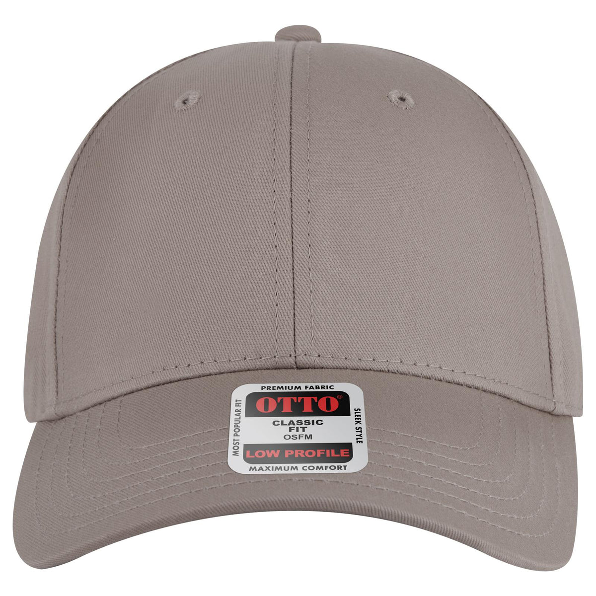 Front View of 014 - Gray OTTO CAP 6 Panel Low Profile Baseball Cap