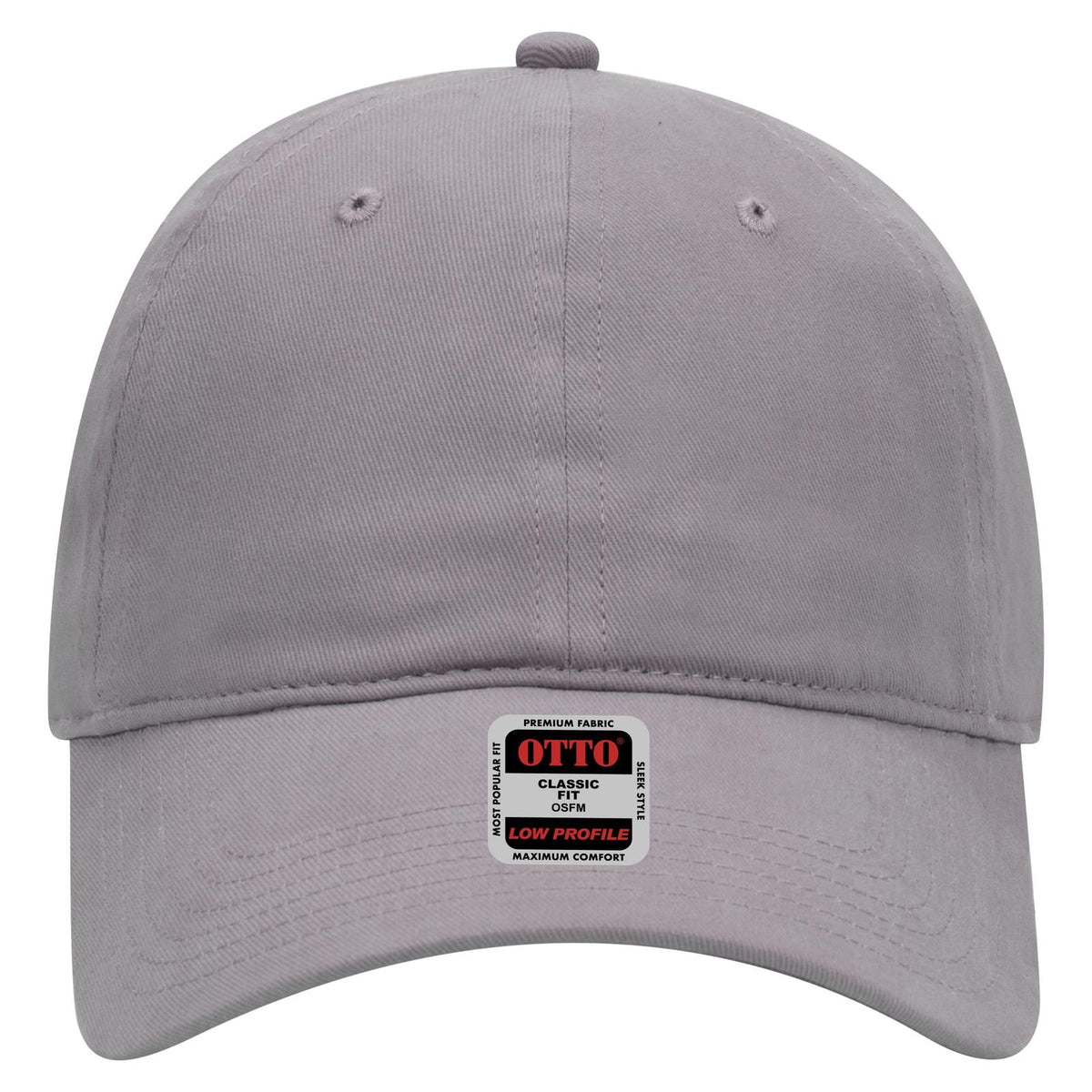 Front View of 014 - Gray OTTO CAP 6 Panel Low Profile Baseball Cap