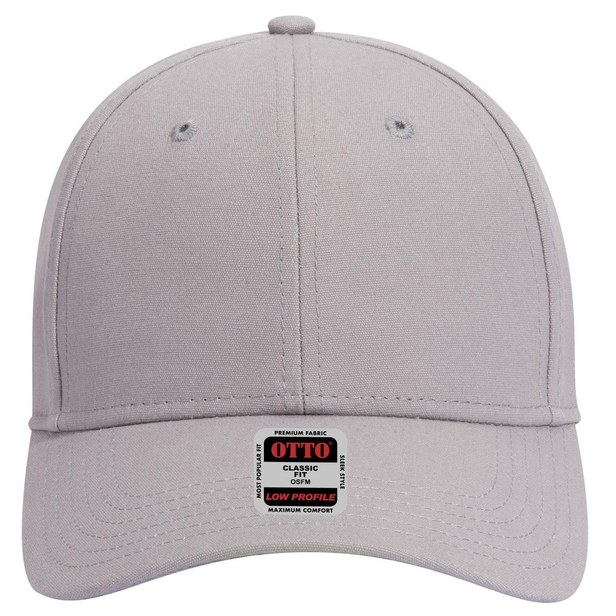 Front View of 014 - Gray OTTO CAP 6 Panel Low Profile Baseball Cap