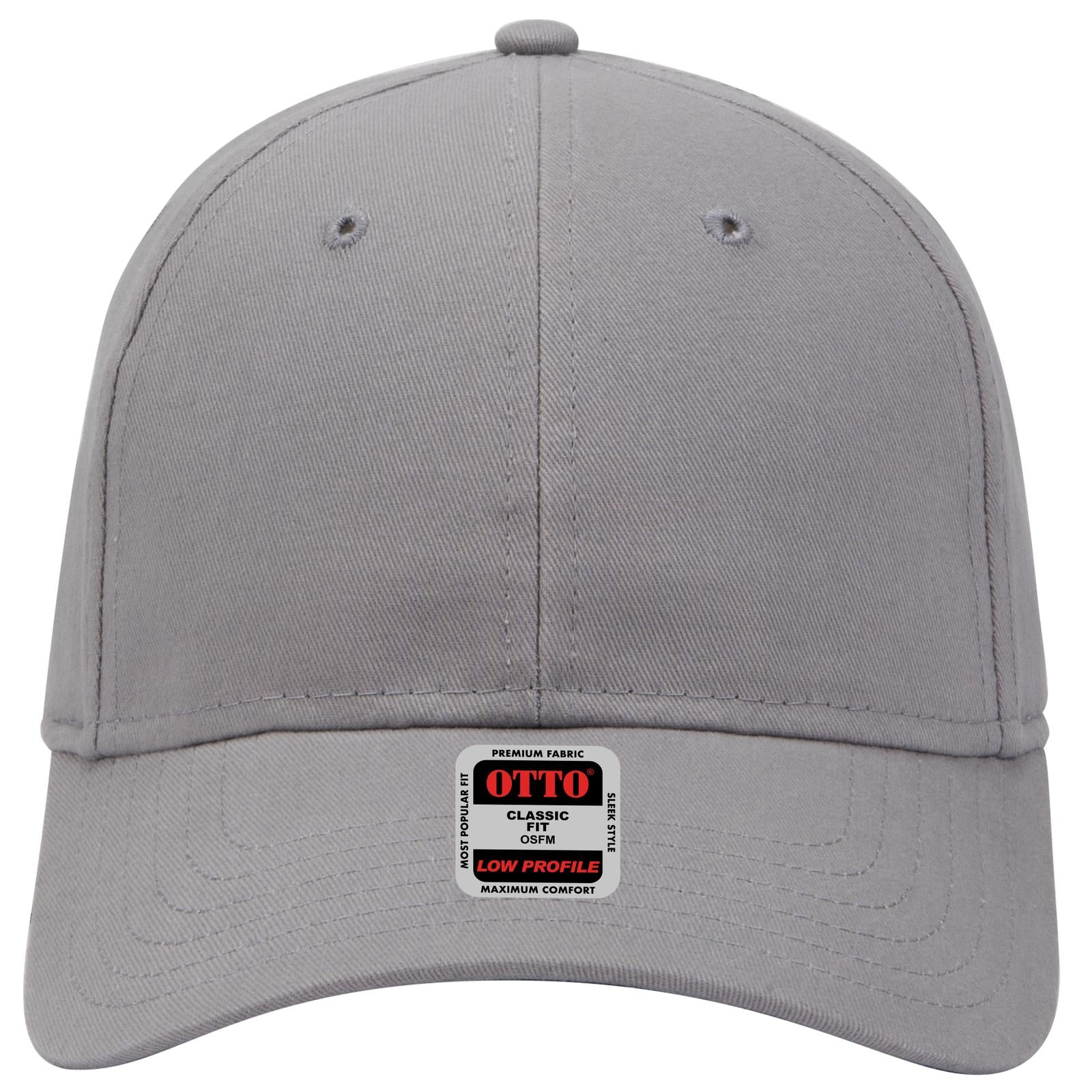 Front View of 014 - Gray OTTO CAP 6 Panel Low Profile Baseball Cap
