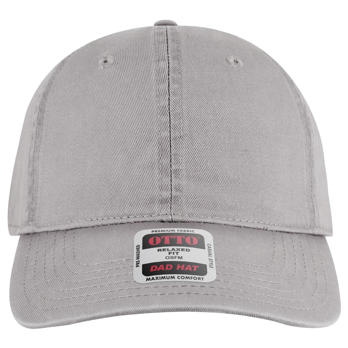 Front View of 014 - Gray OTTO CAP 6 Panel Low Profile Dad Hat