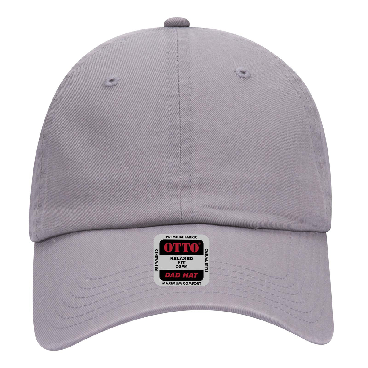 Front View of 014 - Gray OTTO CAP 6 Panel Low Profile Dad Hat
