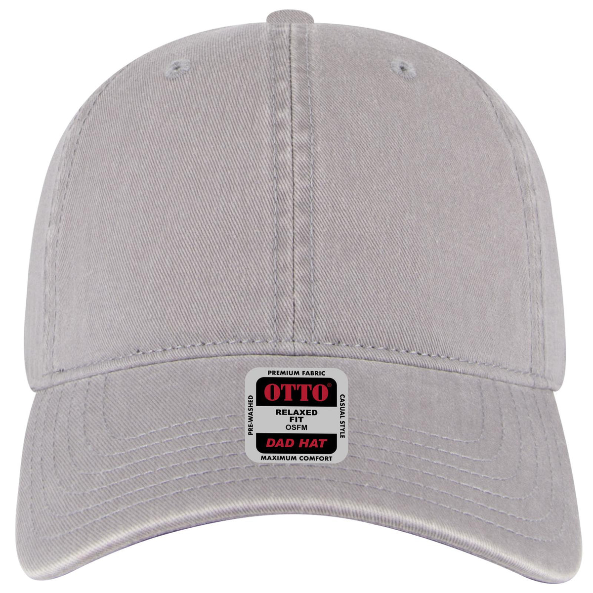 Front View of 014 - Gray OTTO CAP 6 Panel Low Profile Dad Hat