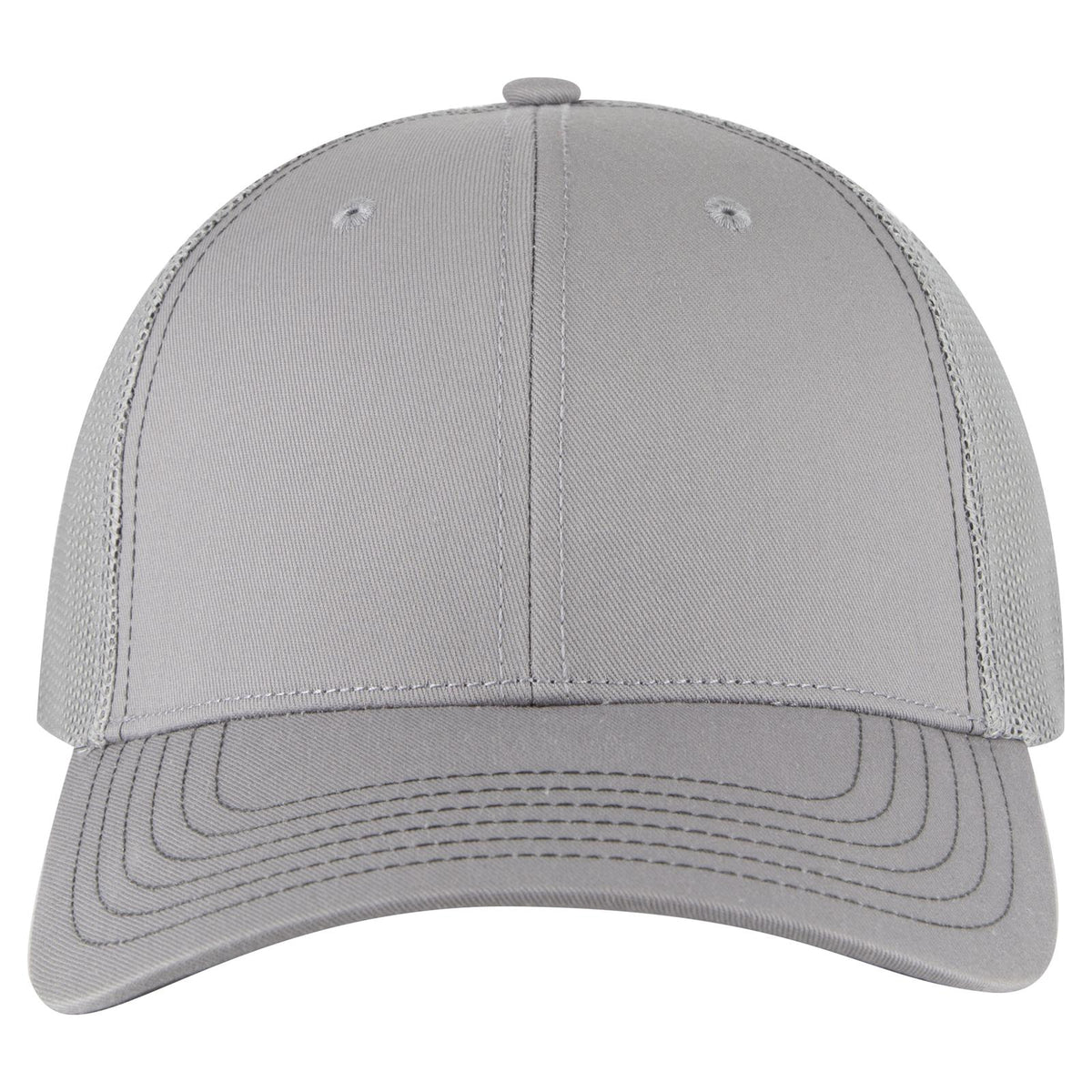 Front View of 014 - Gray OTTO CAP 6 Panel Low Profile Mesh Back Trucker Hat