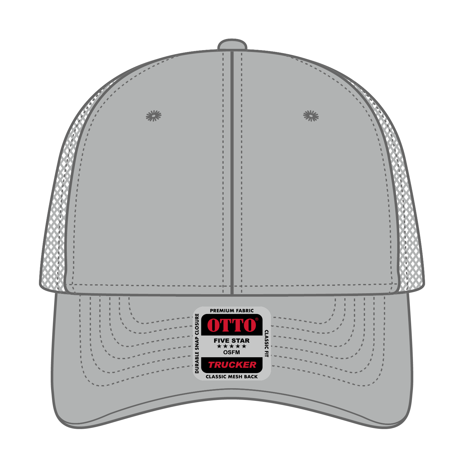 Front View of 014 - Gray OTTO CAP 6 Panel Low Profile Mesh Back Trucker Hat