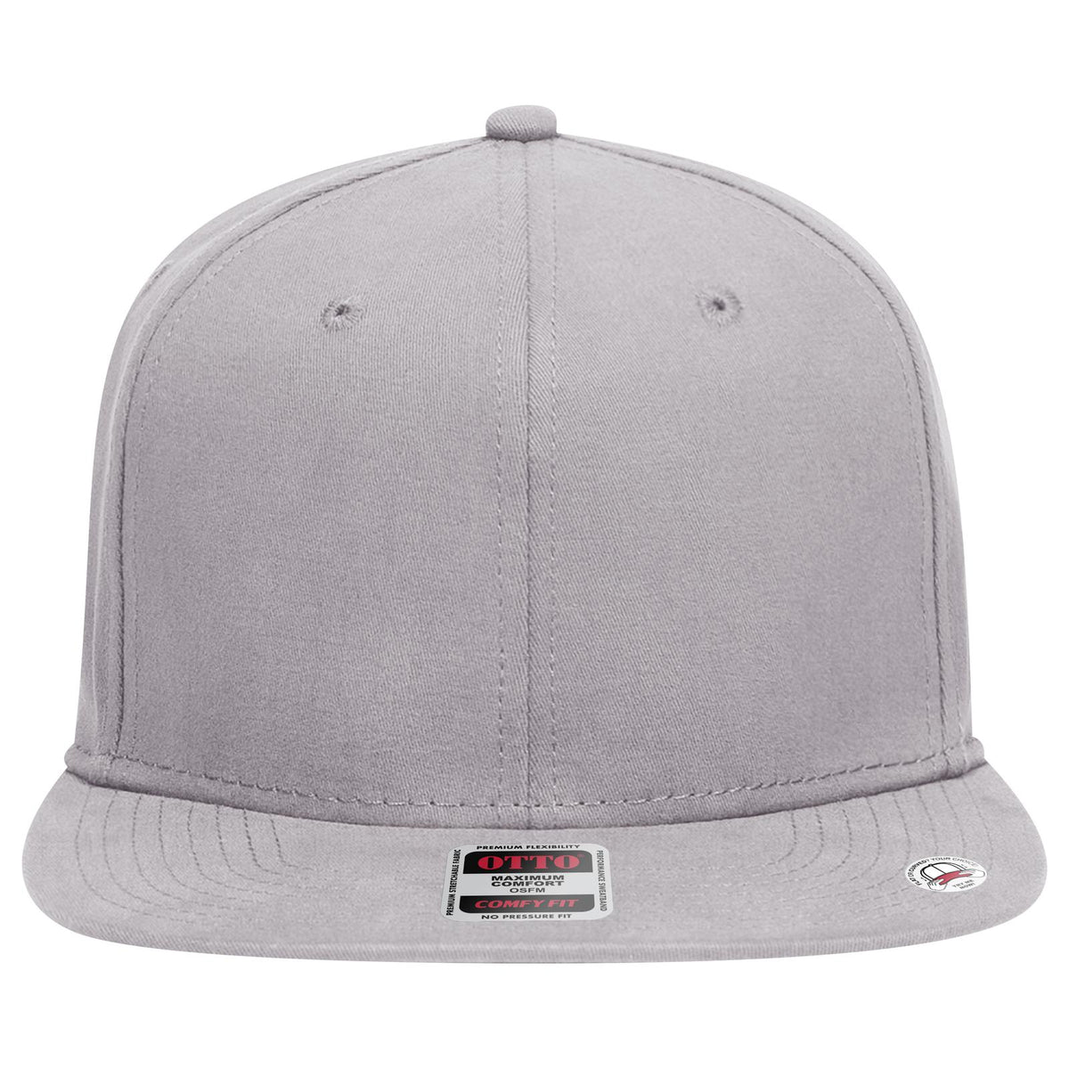 Front View of 014 - Gray OTTO CAP "OTTO COMFY FIT" 6 Panel Pro Style Snapback Hat