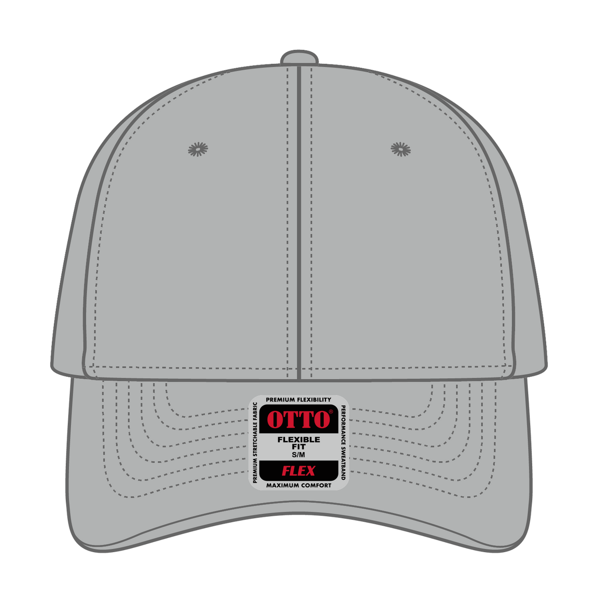 Front View of 014 - Gray OTTO CAP "OTTO FLEX" Fitted 6 Panel Low Profile Baseball Cap