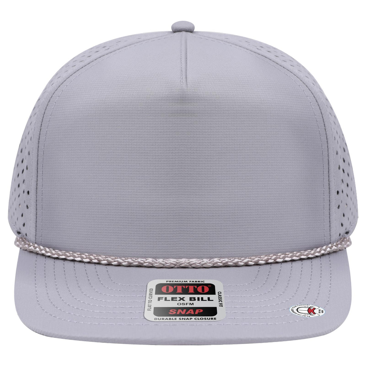 Front View of 014 - Gray OTTO CAP "OTTO SNAP" 5 Panel Pro Style Snapback Hat