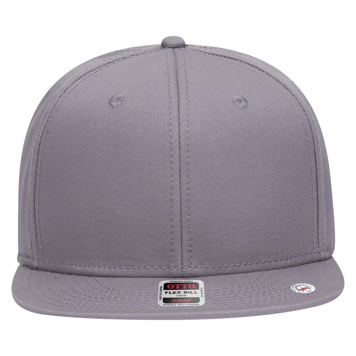 Front View of 014 - Gray OTTO CAP “OTTO SNAP” 6 Panel Pro Style Snapback Hat