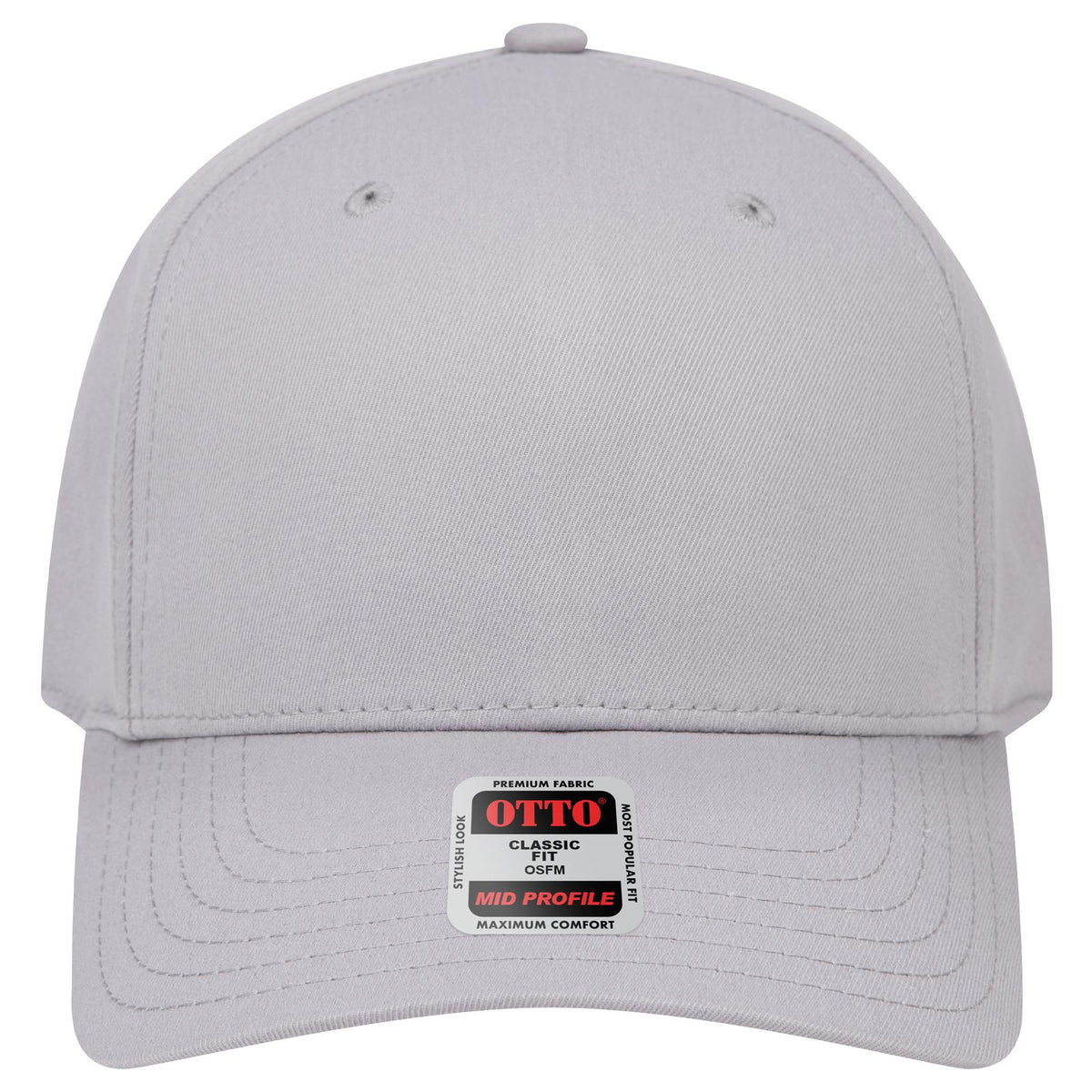 Front View of 014 - Gray OTTO CAP Seamless 6 Panel Mid Profile Baseball Cap