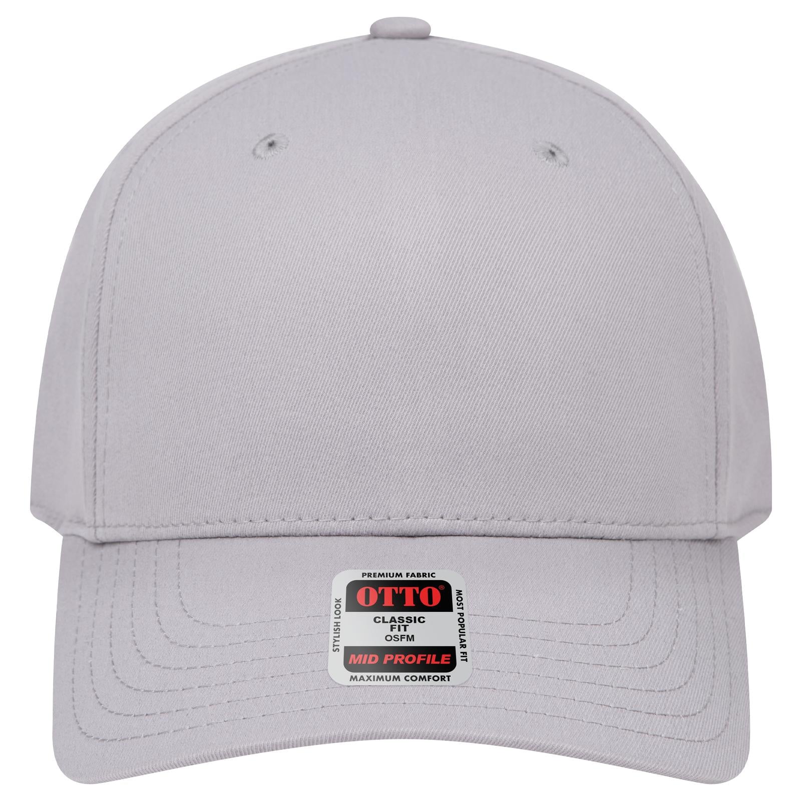 Front View of 014 - Gray OTTO CAP Seamless 6 Panel Mid Profile Baseball Cap