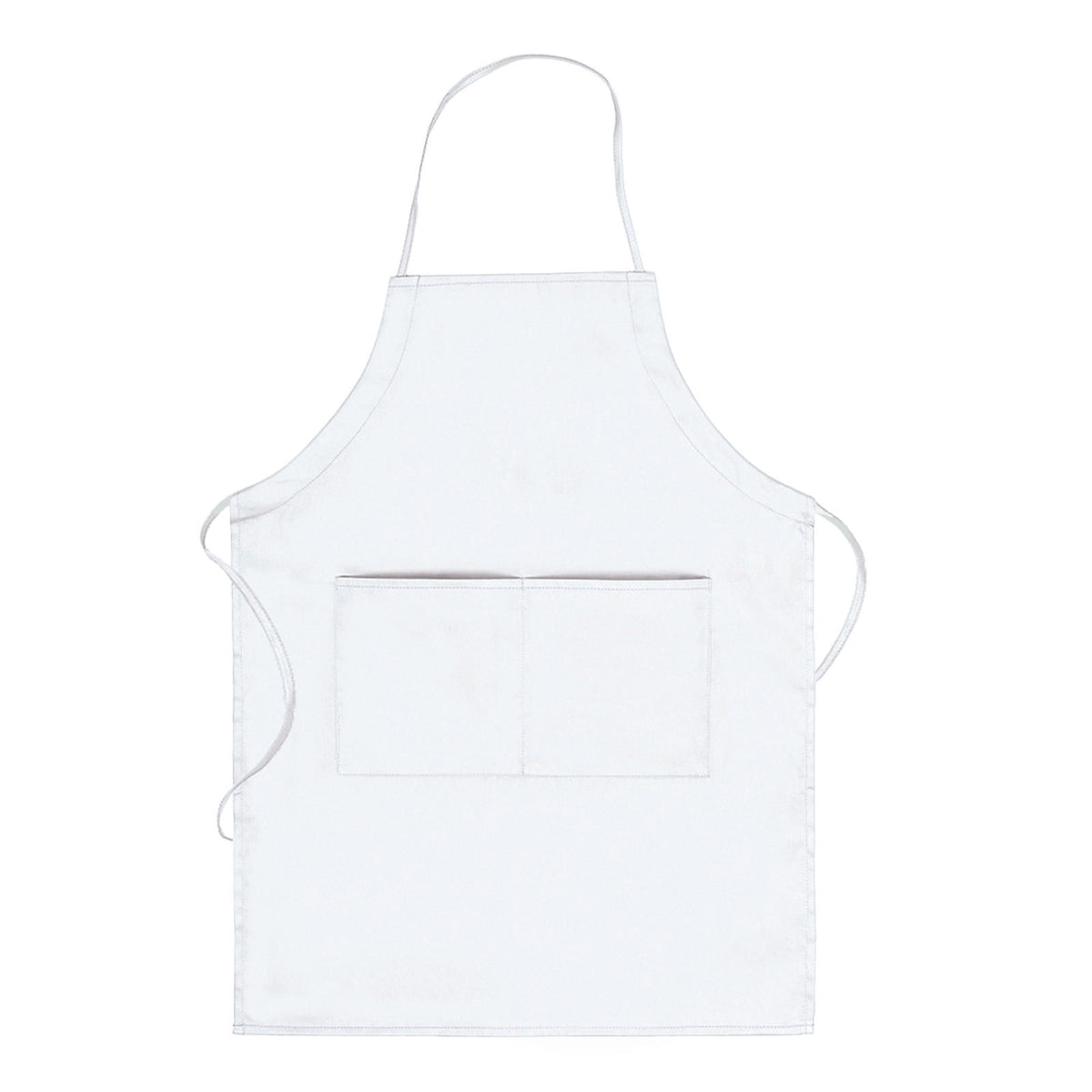Front View of 016 - White OTTO 2 Pocket Full Length Adjustable Bib Apron
