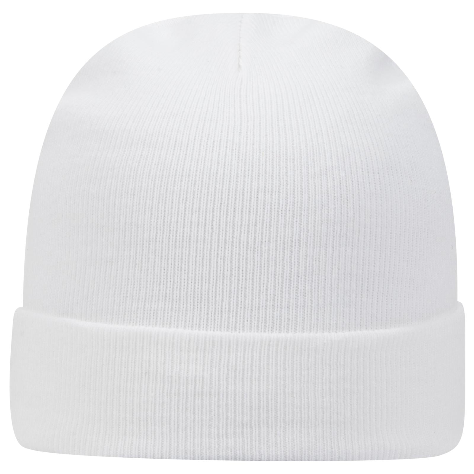 Front View of 016 - White OTTO CAP 12" Classic Knit Beanie w/ Cuff