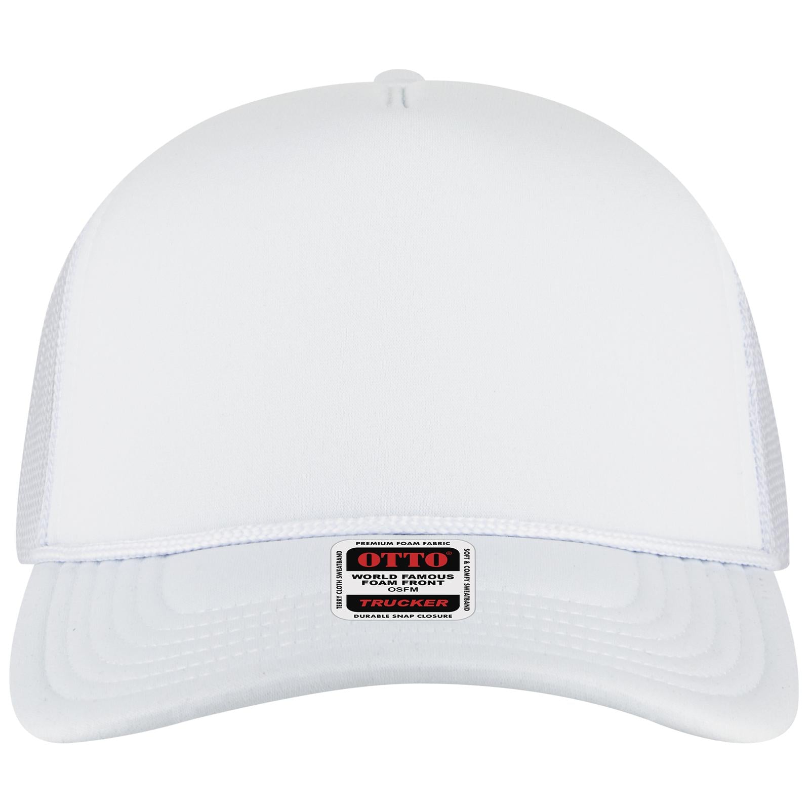 Right View of 016 - White OTTO CAP 5 Panel High Crown Mesh Back Trucker Hat