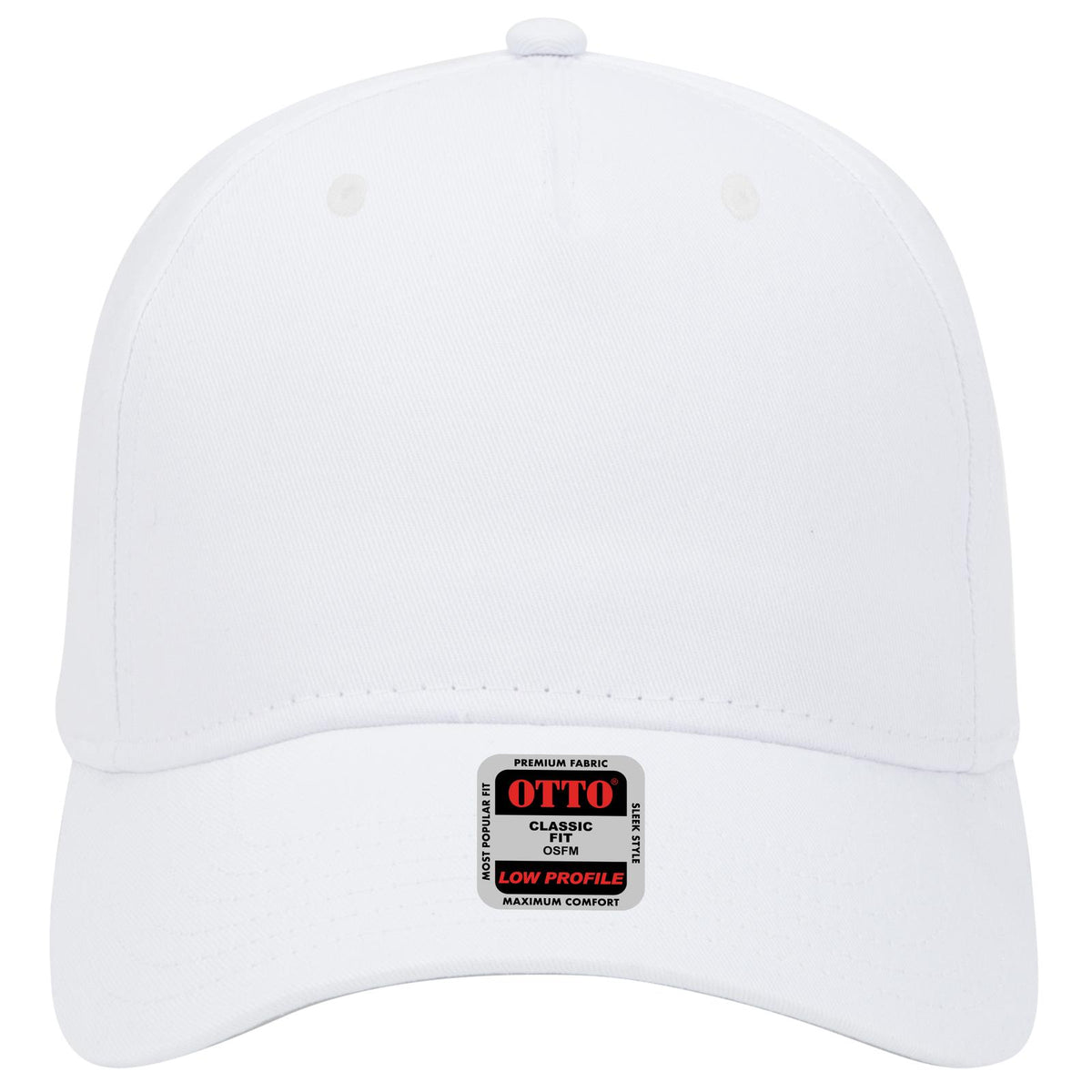 Front View of 016 - White OTTO CAP 5 Panel Low Profile Baseball Cap