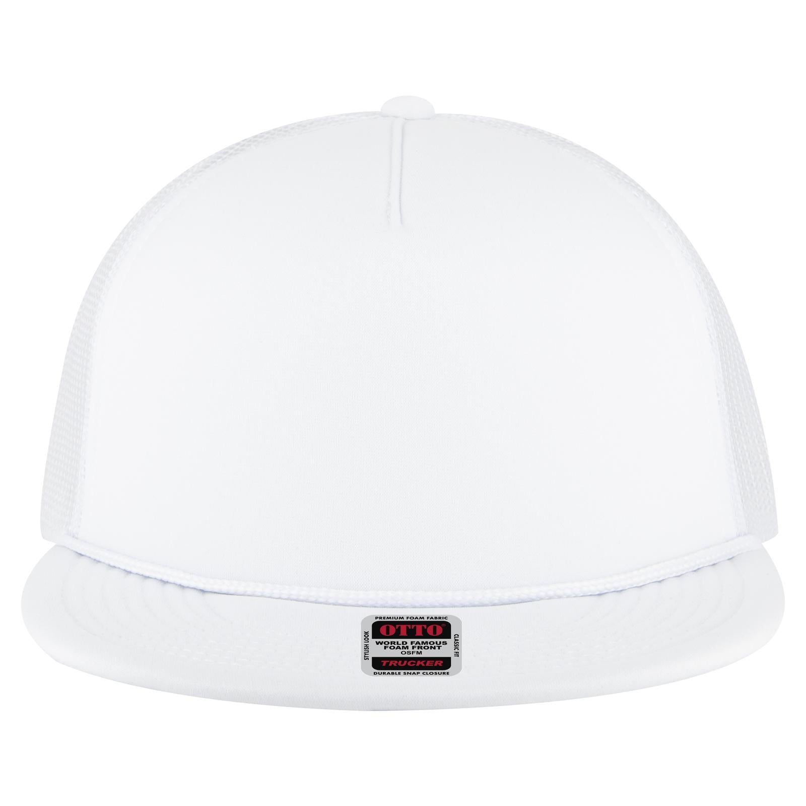 Right View of 016 - White OTTO CAP 5 Panel Pro Style Mesh Back Trucker Hat