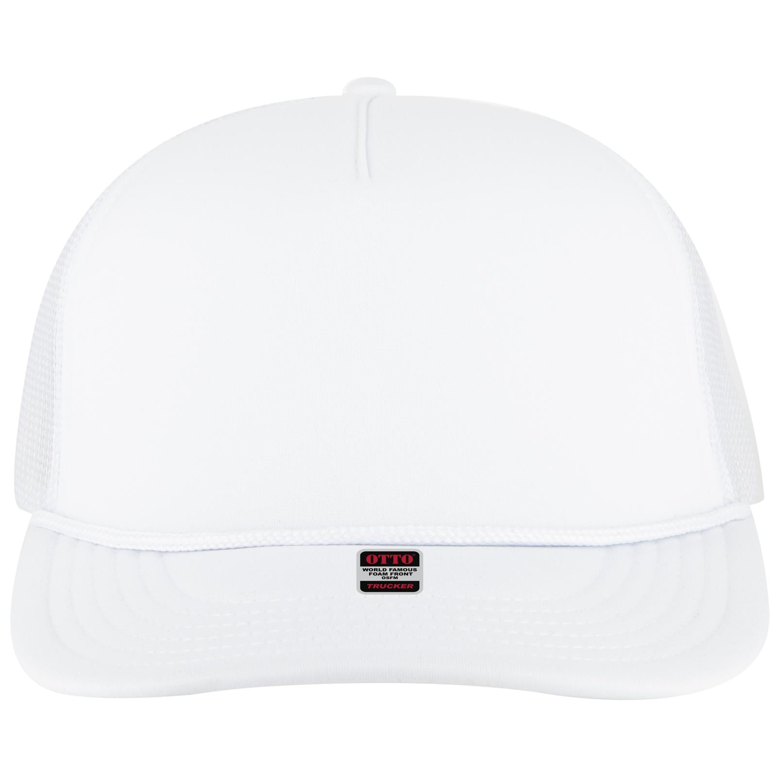 Right View of 016 - White OTTO CAP 5 Panel Pro Style Mesh Back Trucker Hat