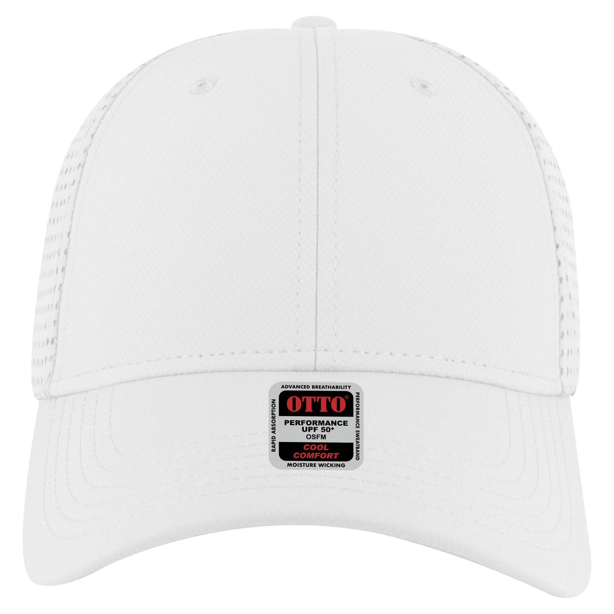 Front View of 016 - White OTTO CAP 6 Panel Low Profile Baseball Cap
