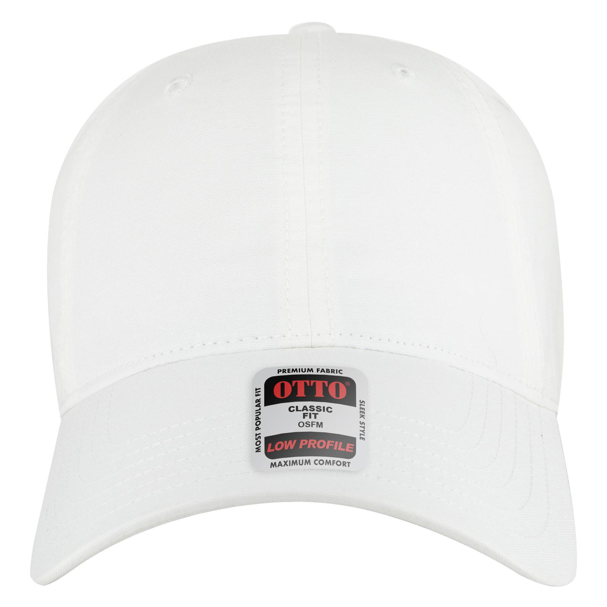 Front View of 016 - White OTTO CAP 6 Panel Low Profile Baseball Cap