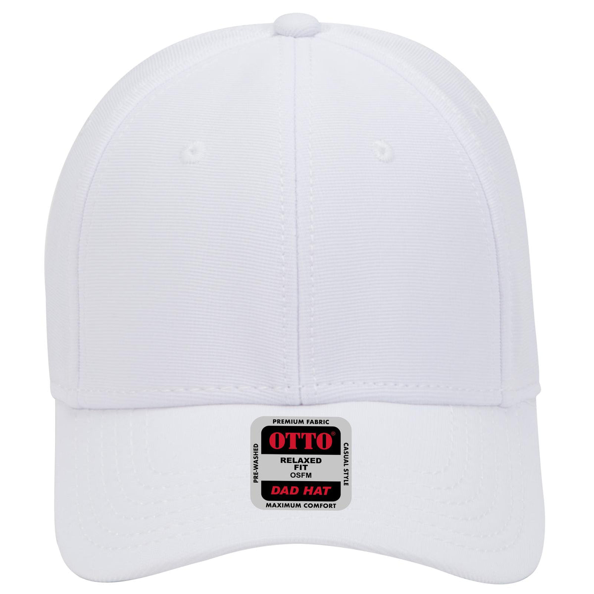 Front View of 016 - White OTTO CAP 6 Panel Low Profile Baseball Cap
