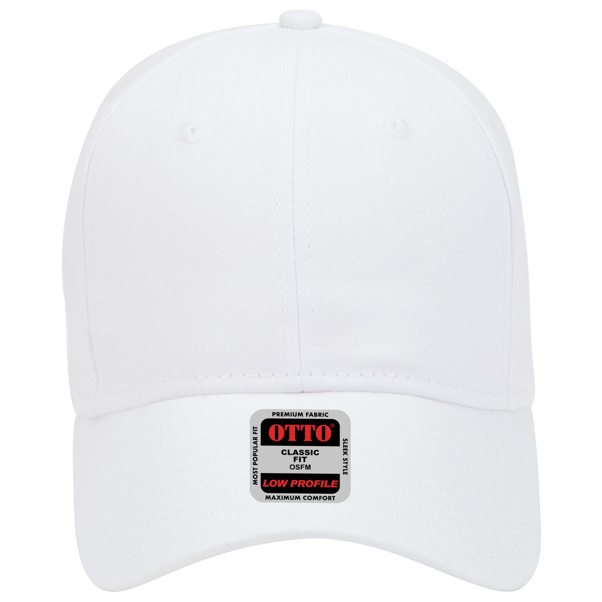 Front View of 016 - White OTTO CAP 6 Panel Low Profile Baseball Cap