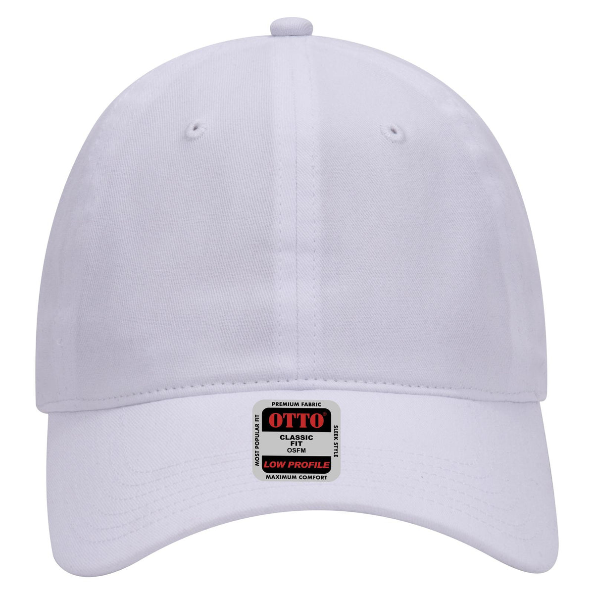 Front View of 016 - White OTTO CAP 6 Panel Low Profile Baseball Cap