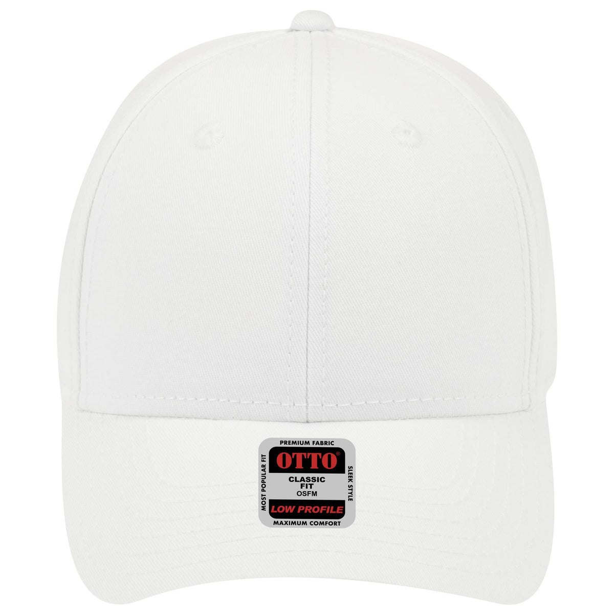 Front View of 016 - White OTTO CAP 6 Panel Low Profile Baseball Cap