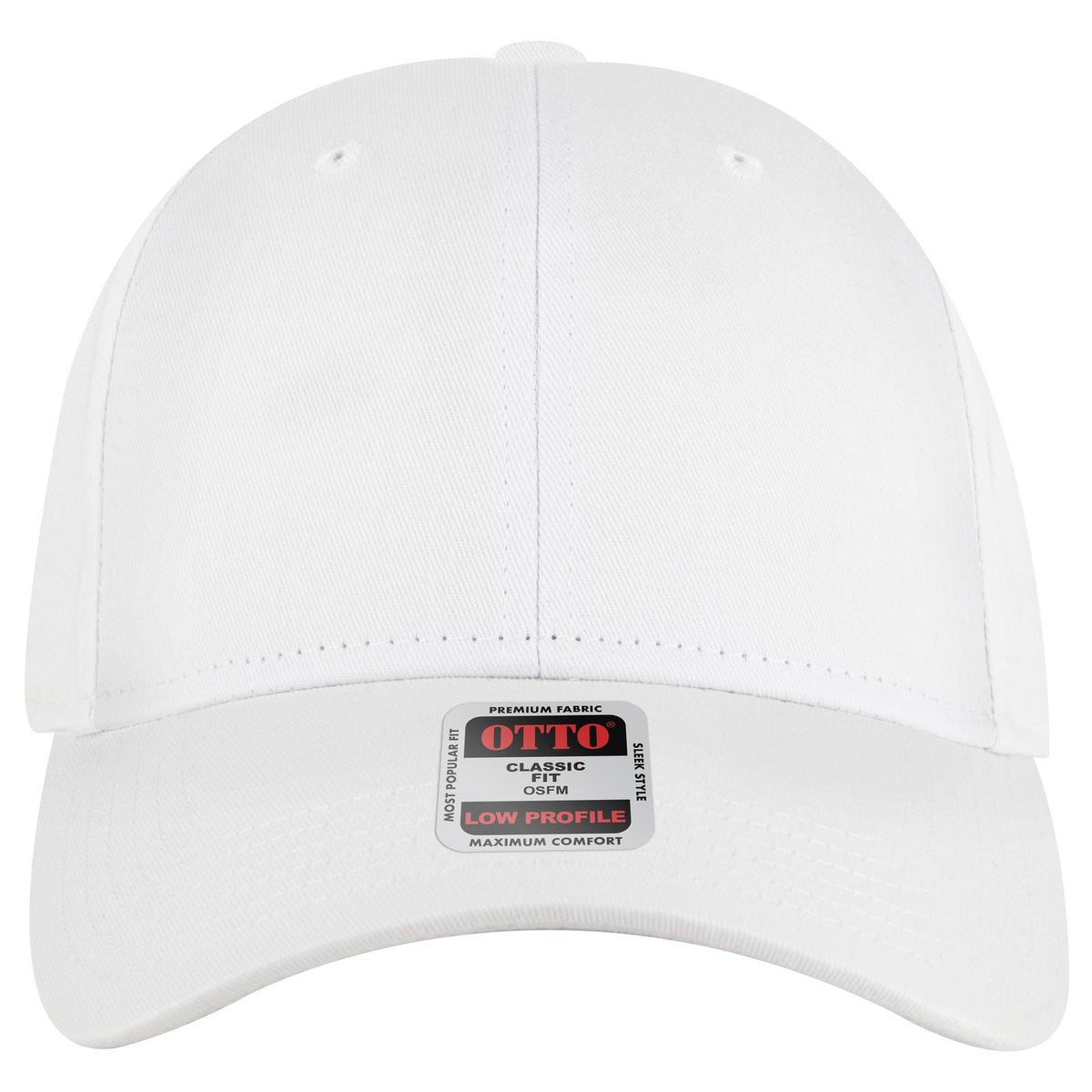 Front View of 016 - White OTTO CAP 6 Panel Low Profile Baseball Cap