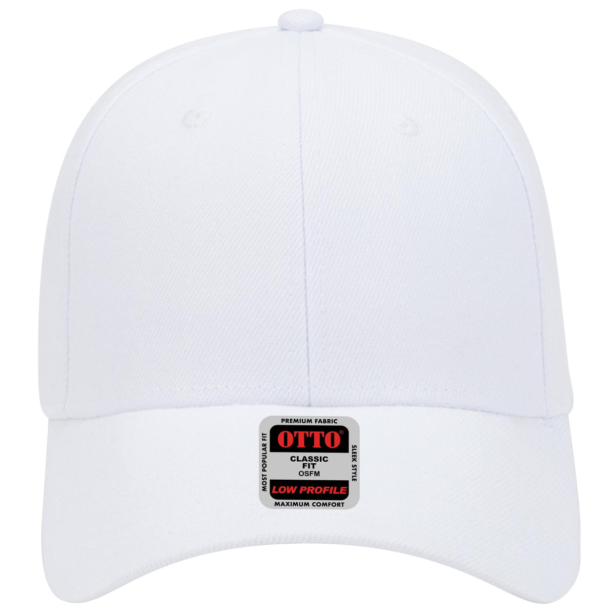 Front View of 016 - White OTTO CAP 6 Panel Low Profile Baseball Cap