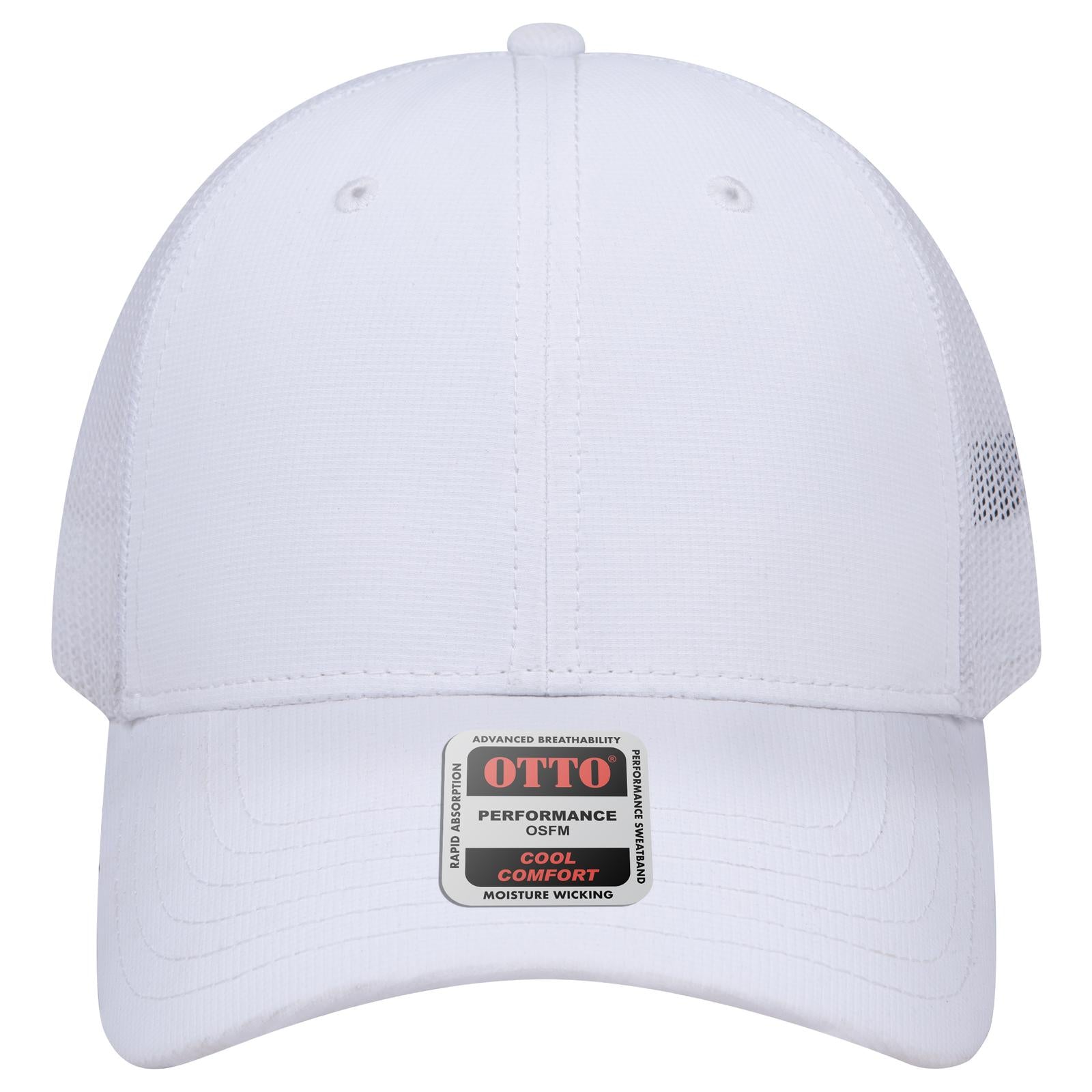 Right View of 016 - White OTTO CAP 6 Panel Low Profile Mesh Back Trucker Hat